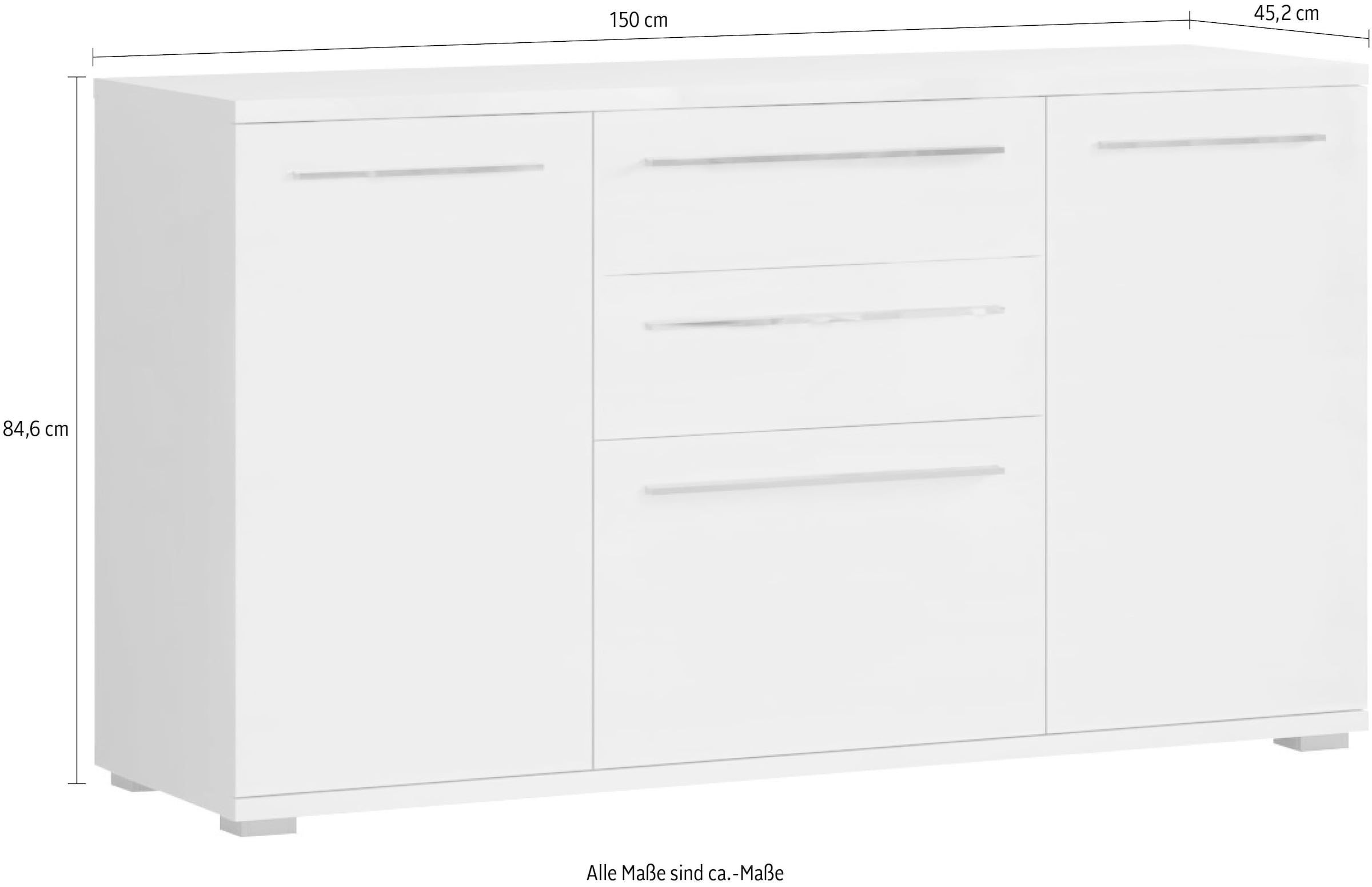 Places of Style Kommode »Piano«, Hochglanz UV lackiert, Soft-Close Funktion
