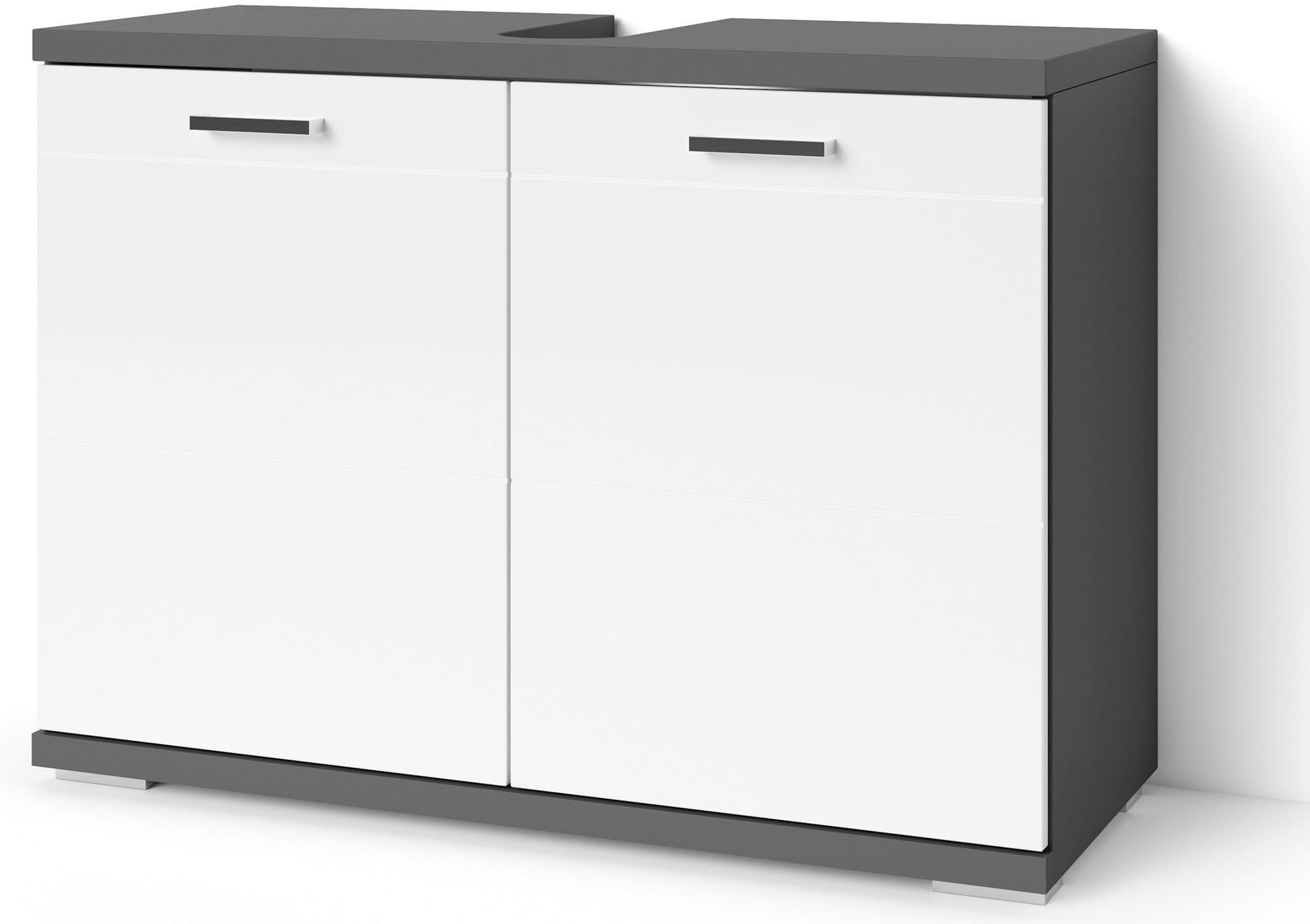 byLIVING Waschbeckenunterschrank »Nebraska«, Breite 80 cm, Badezimmerschrank, MDF-Fronten in Hochglanz-Optik