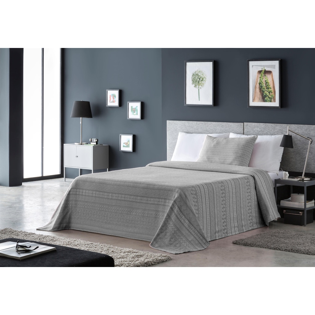 Home affaire Tagesdecke »Toscana«, Tagesdecke, Wohndecke, Überwurf für Bett, Tisch oder Sofa, Material 60% reycelte Baumwolle und 40% Polyester, Streifen Design, Kinder- und Erwachsenendecke