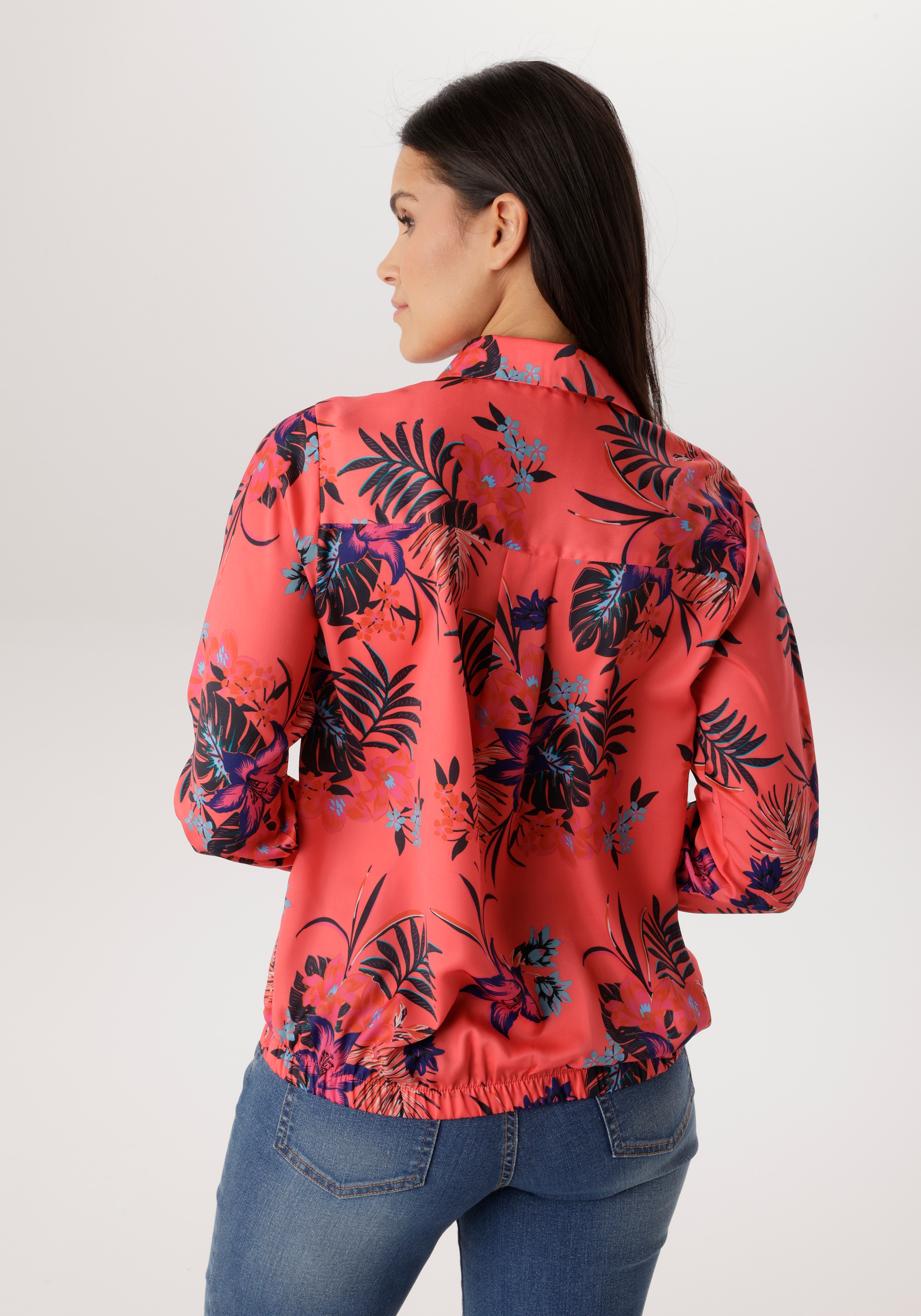 Aniston SELECTED Hemdbluse mit Gummizug am Saum und floralem Allover-Print