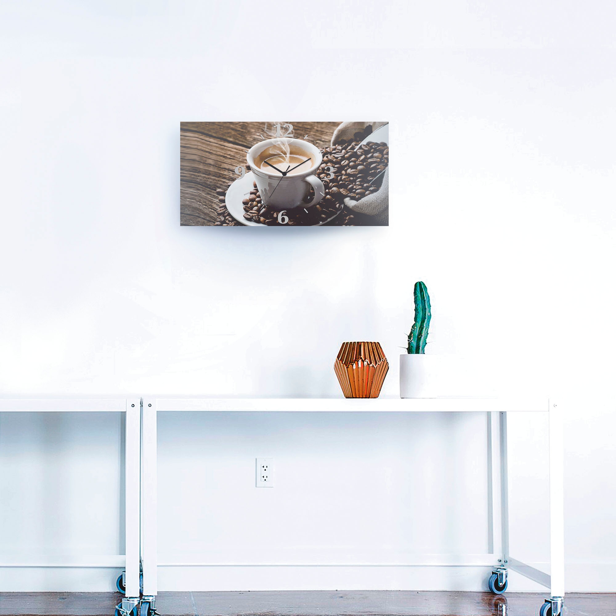 Artland Wanduhr »Heißer Kaffee - dampfender Kaffee«, 3D Optik gebogen, mit Quarz- oder Funkuhrwerk, versch. Größen