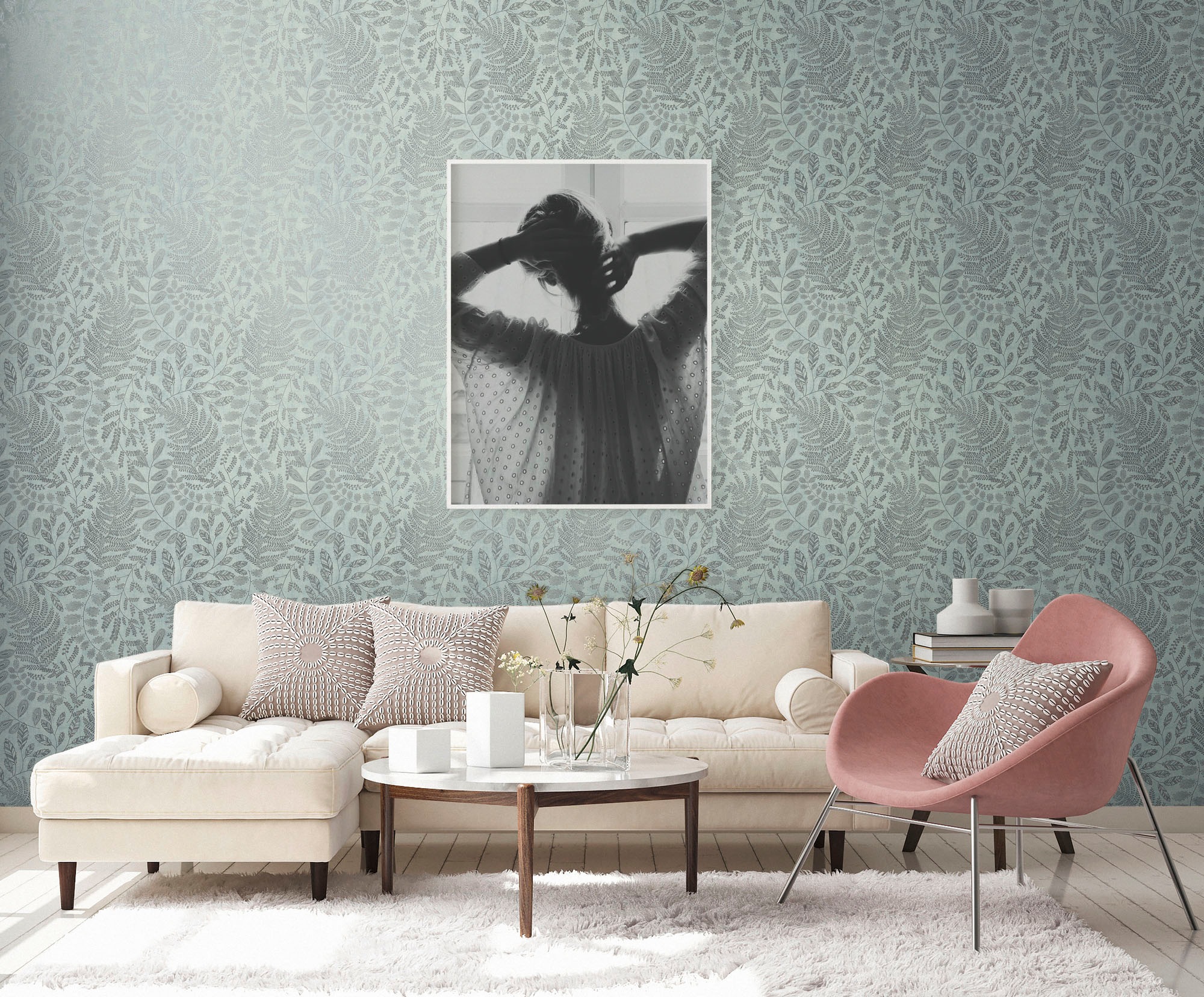 A.S. Création Vliestapete »THE BOS Blätter Floral«, matt-gemustert-neutral, Florale Tapete Tapete Floral Tapeten Wohnzimmer Schlafzimmer Küche