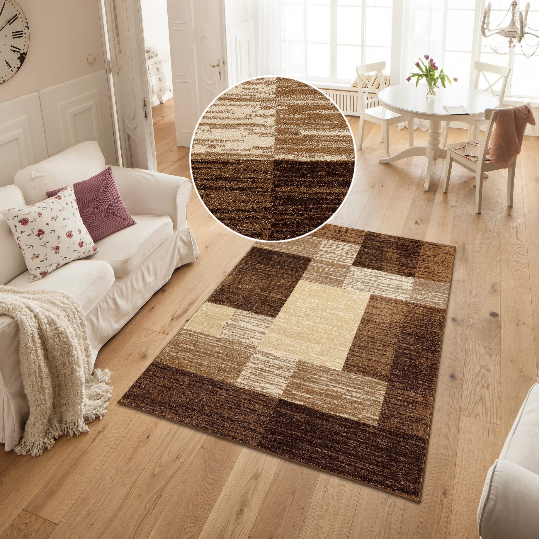 OTTO home Teppich »Melvin« rechteckig 8 mm Höhe schön weich, Kurzflor Teppich Karo-Muster, Wohnzimmer, Esszimmer