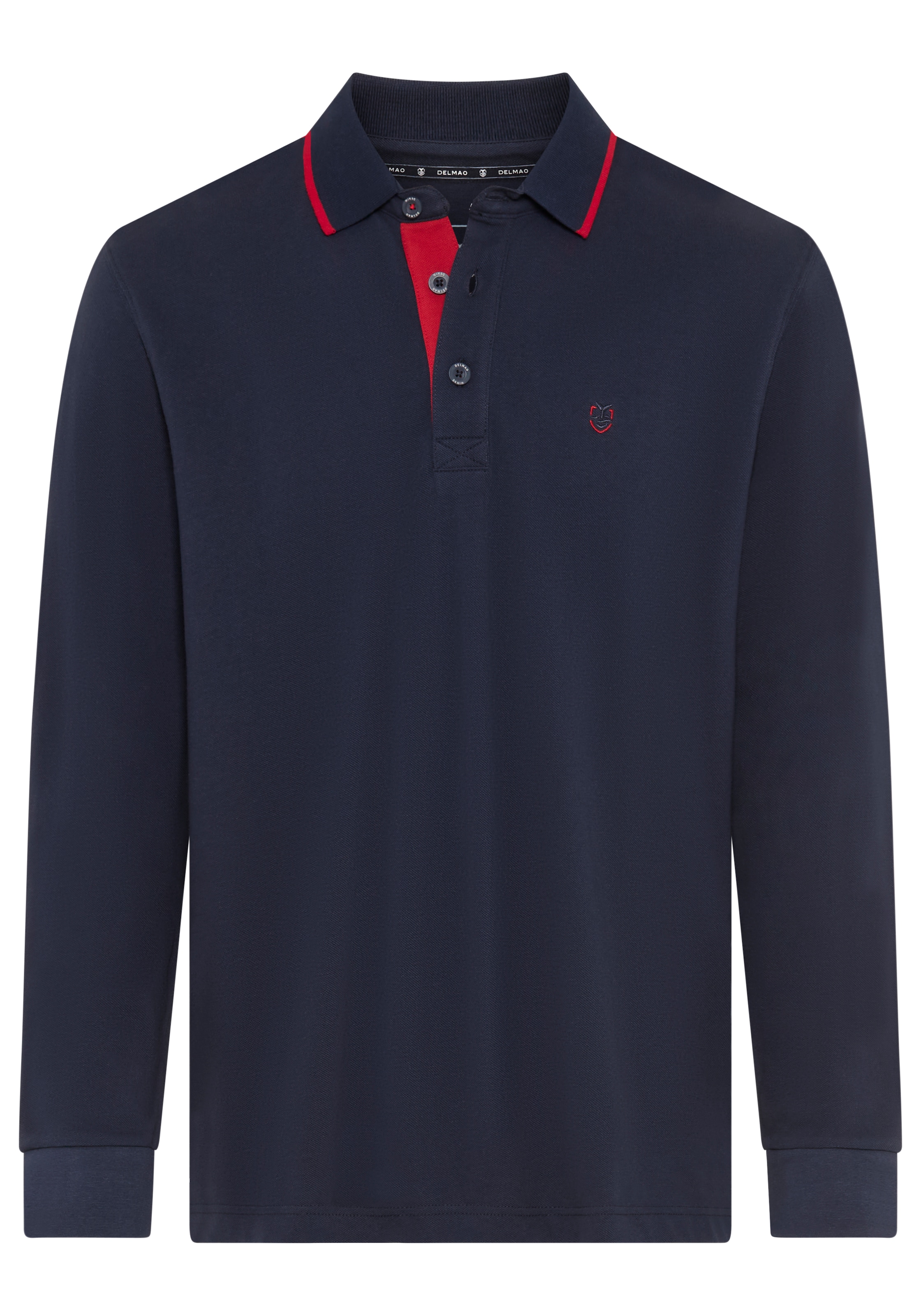 DELMAO Langarm-Poloshirt »Neue Kollektion!« schmale Passform, Langarm, unifarben, mit Polokragen