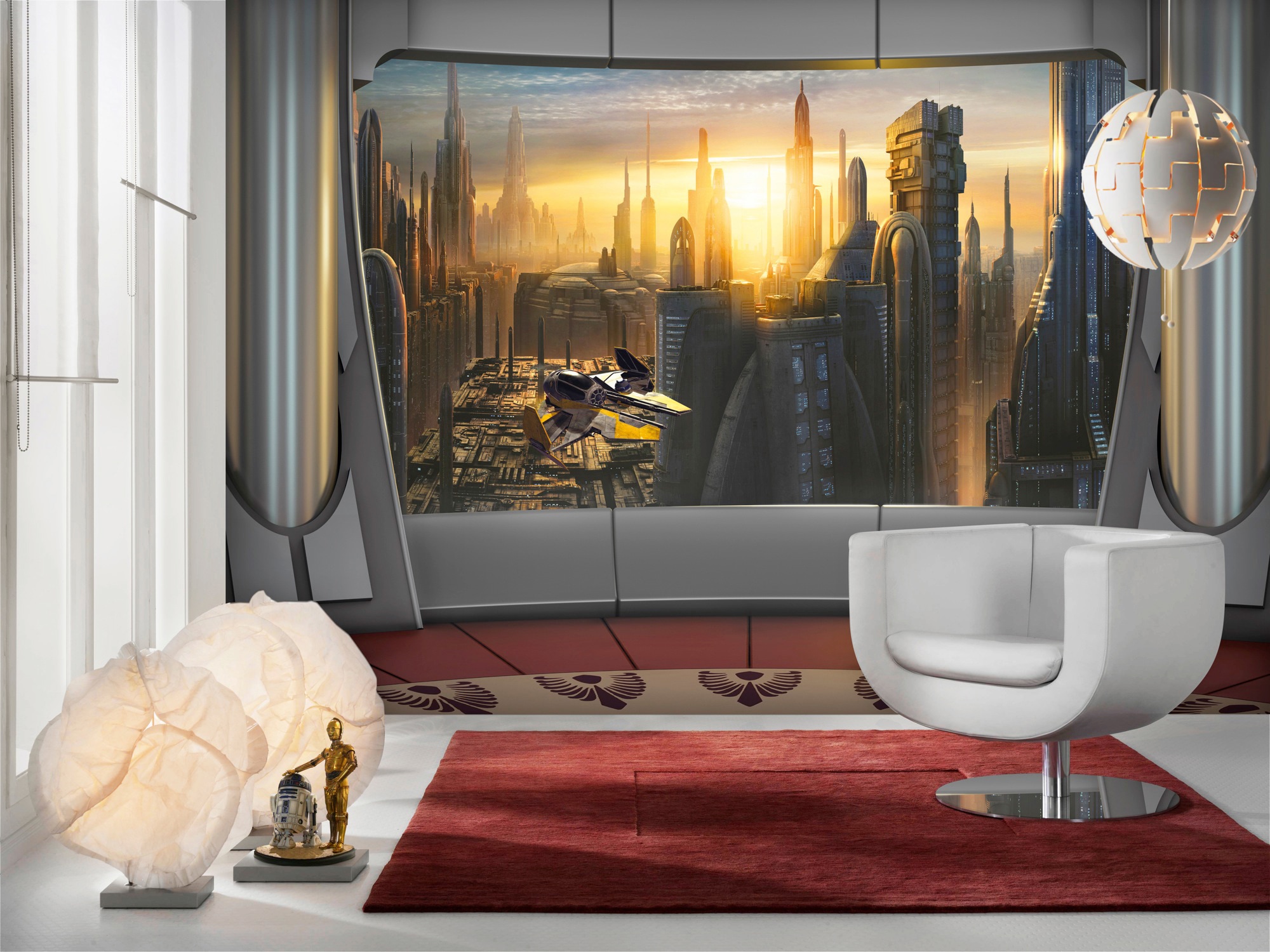 Disney Fototapete Star Wars Coruscant Grau Rot und Beige 368 x 254 cm 61222 günstig online kaufen