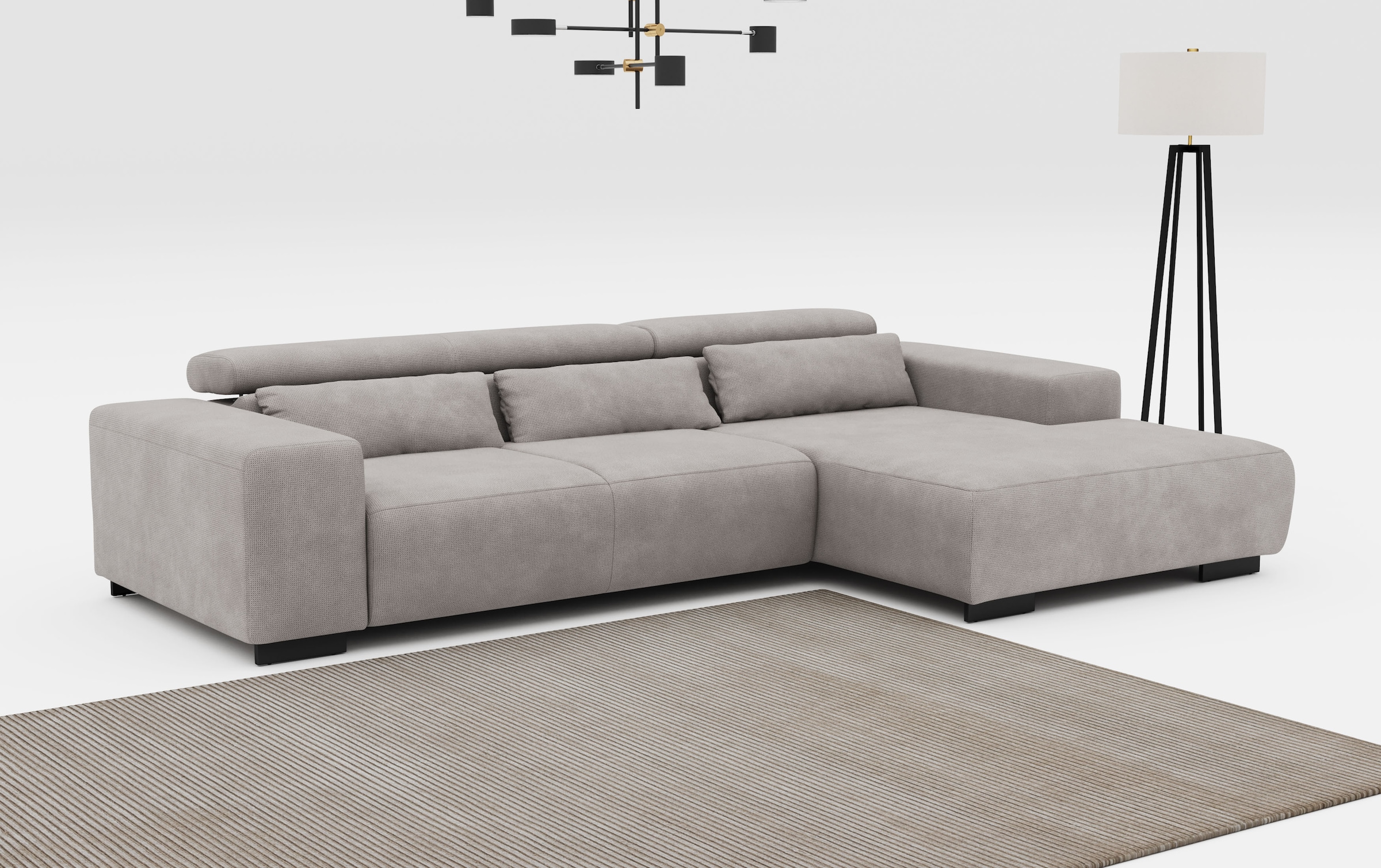 COTTA Ecksofa "Side L-Form, mit Kopfteilverstellung & 3 Nierenkissen" optio günstig online kaufen