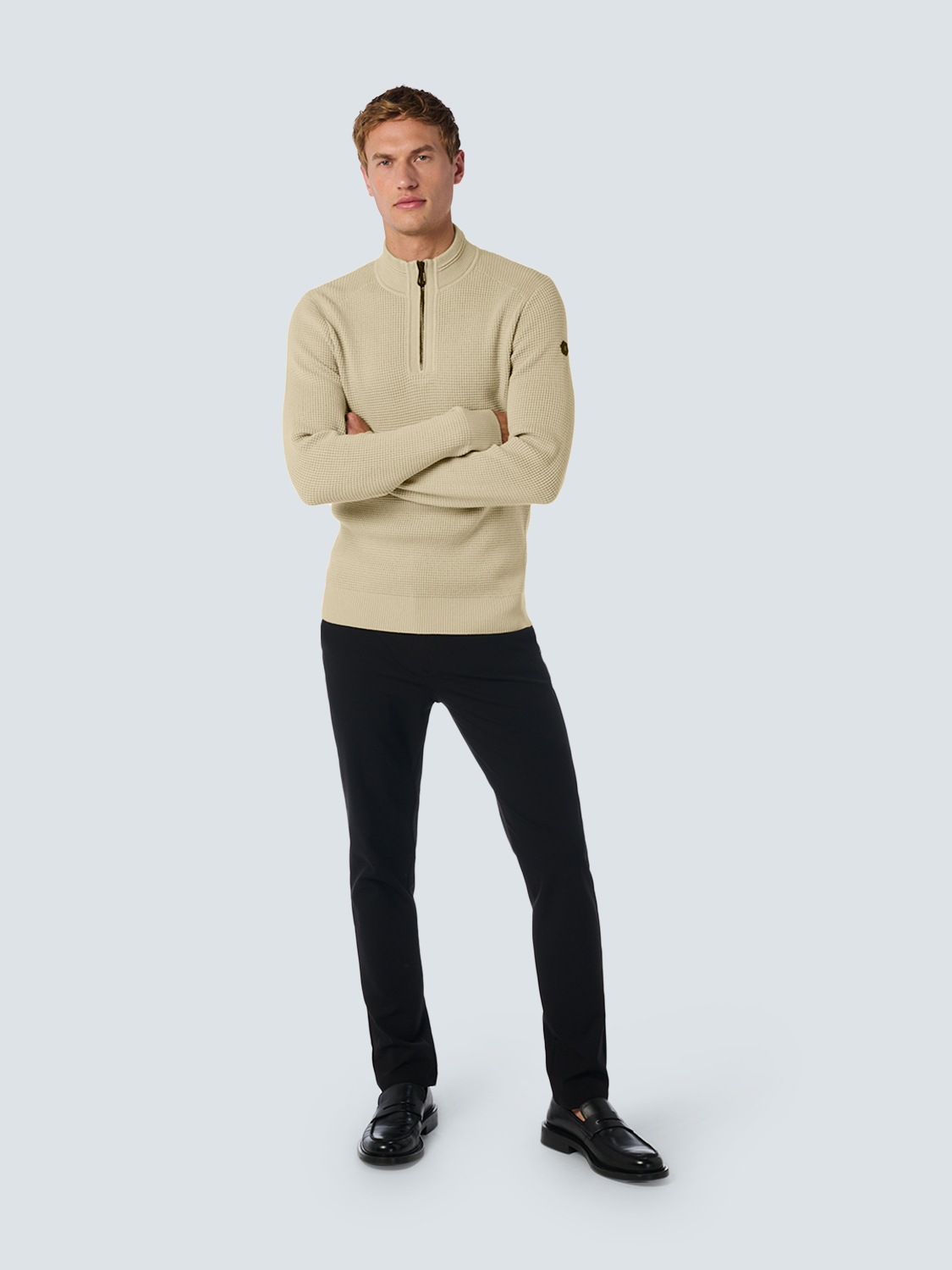 NO EXCESS Rollkragenpullover »No Excess Jacquard-Pullover mit halbem Reißverschluss«