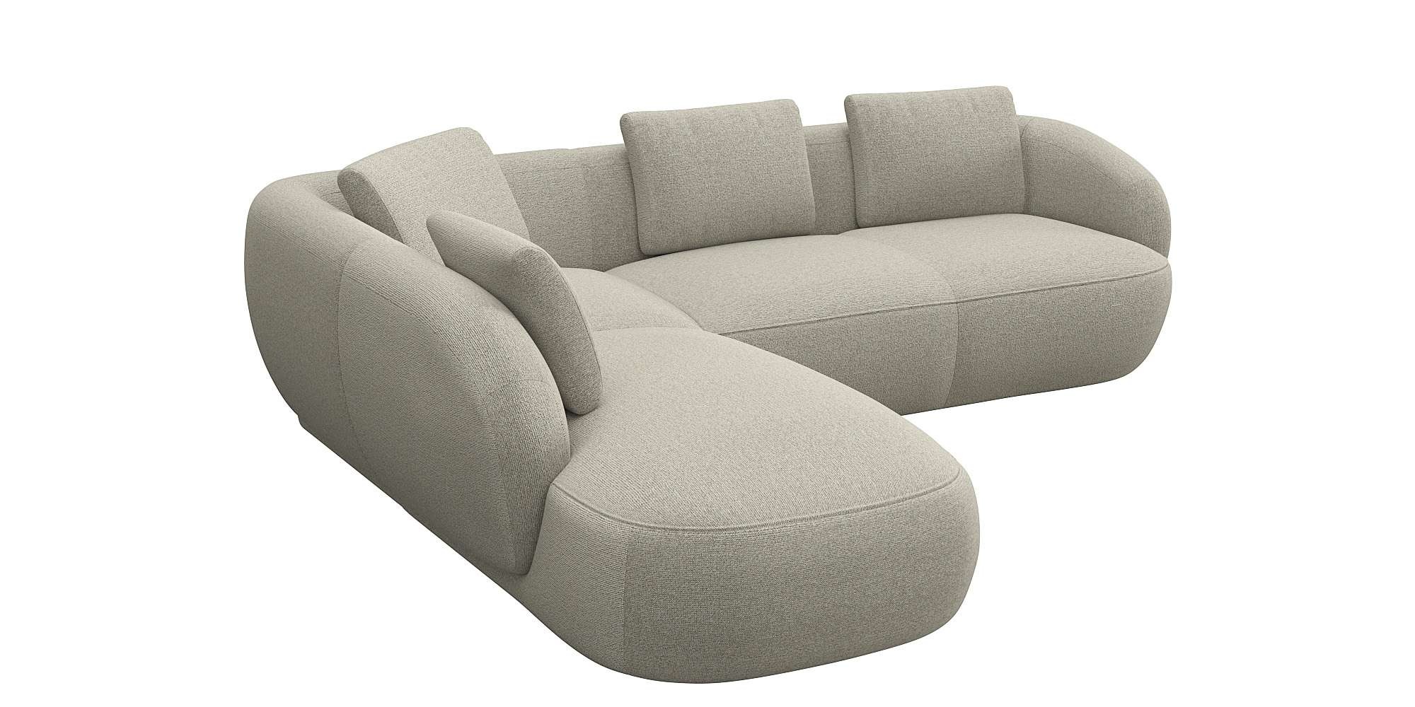 FLEXLUX Ecksofa »Torino, rund, L-Form, Sofa-Ecke mit Ottomane«, Modernes, organisches Sofa-Design, Kaltschaum, Wellenunterfederung