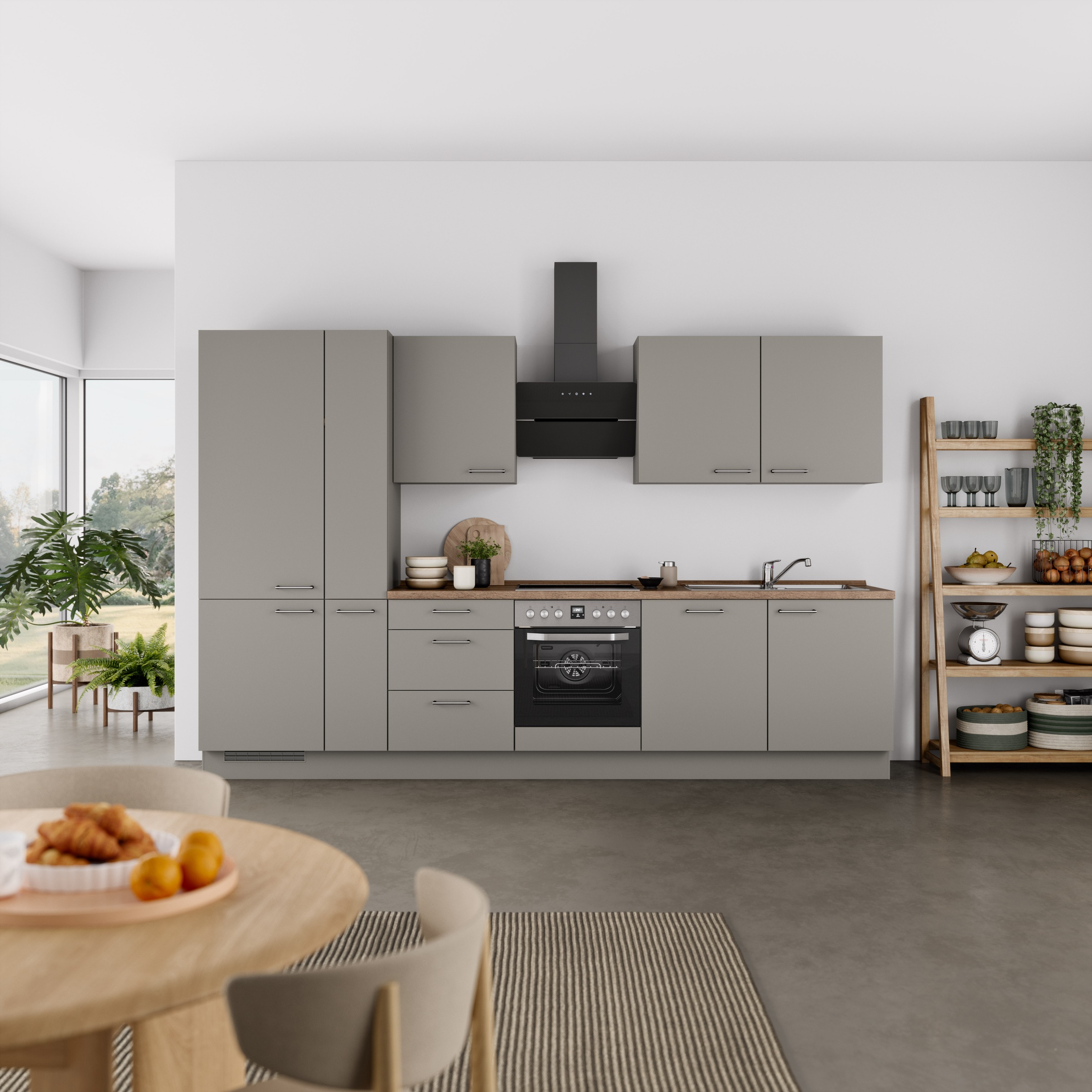 nobilia® Küchenzeile »"Laser II", Ausrichtung wählbar, Breite 330 cm«, vormontiert, wahlw. mit unterschiedlichen E-Geräten-Sets