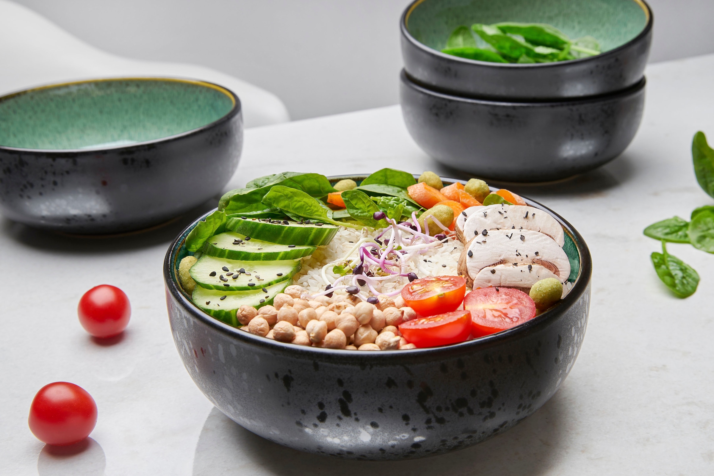 Töchter & Söhne Schale »Mia« 4 Stk. aus Steingut reaktiv glasierte Innenseite, matte schwarze Glasur auf der Außenseite