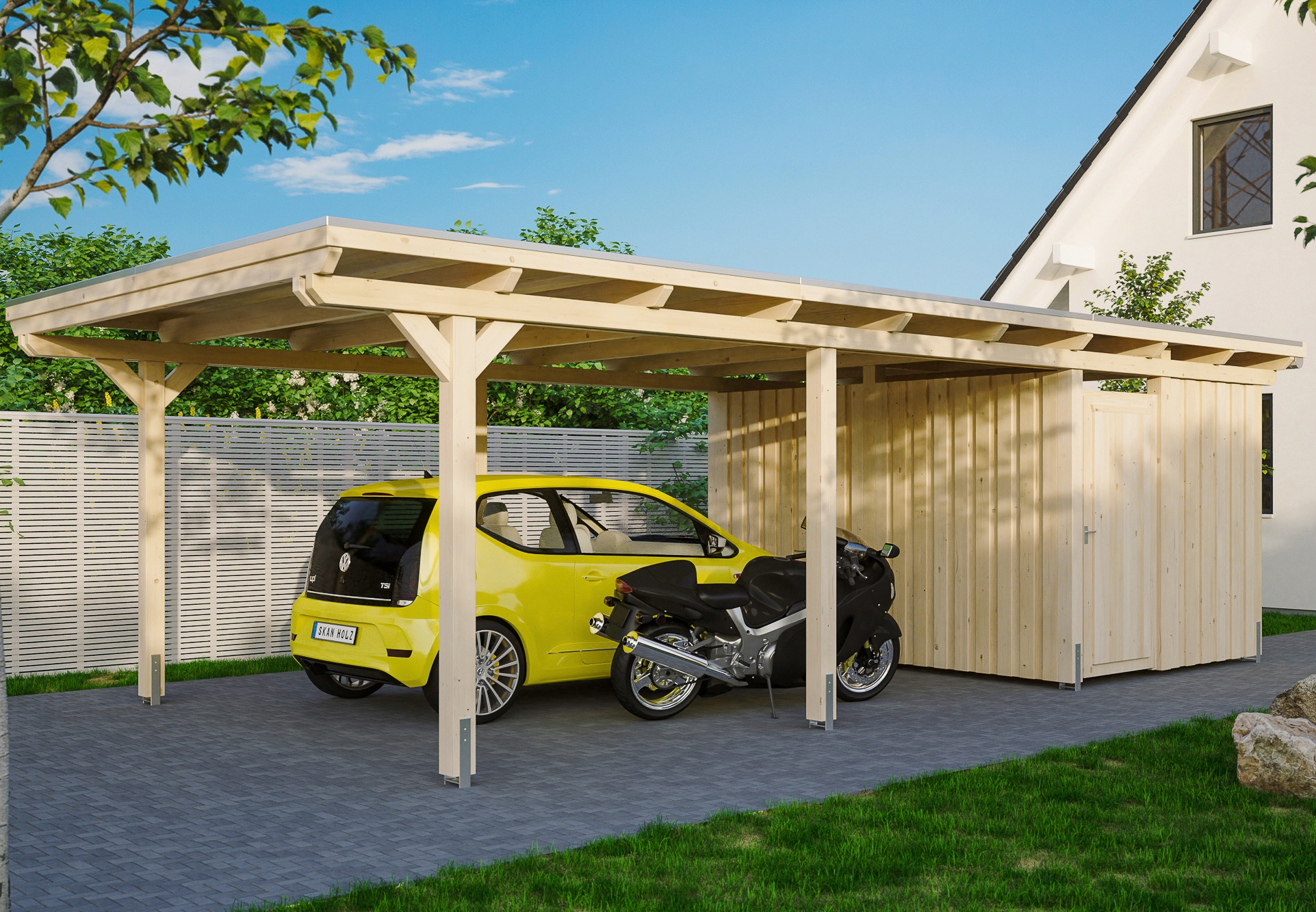 SKANHOLZ Einzelcarport »Emsland« Leimholz, Nordisches Fichtenholz 341 cm natur natur