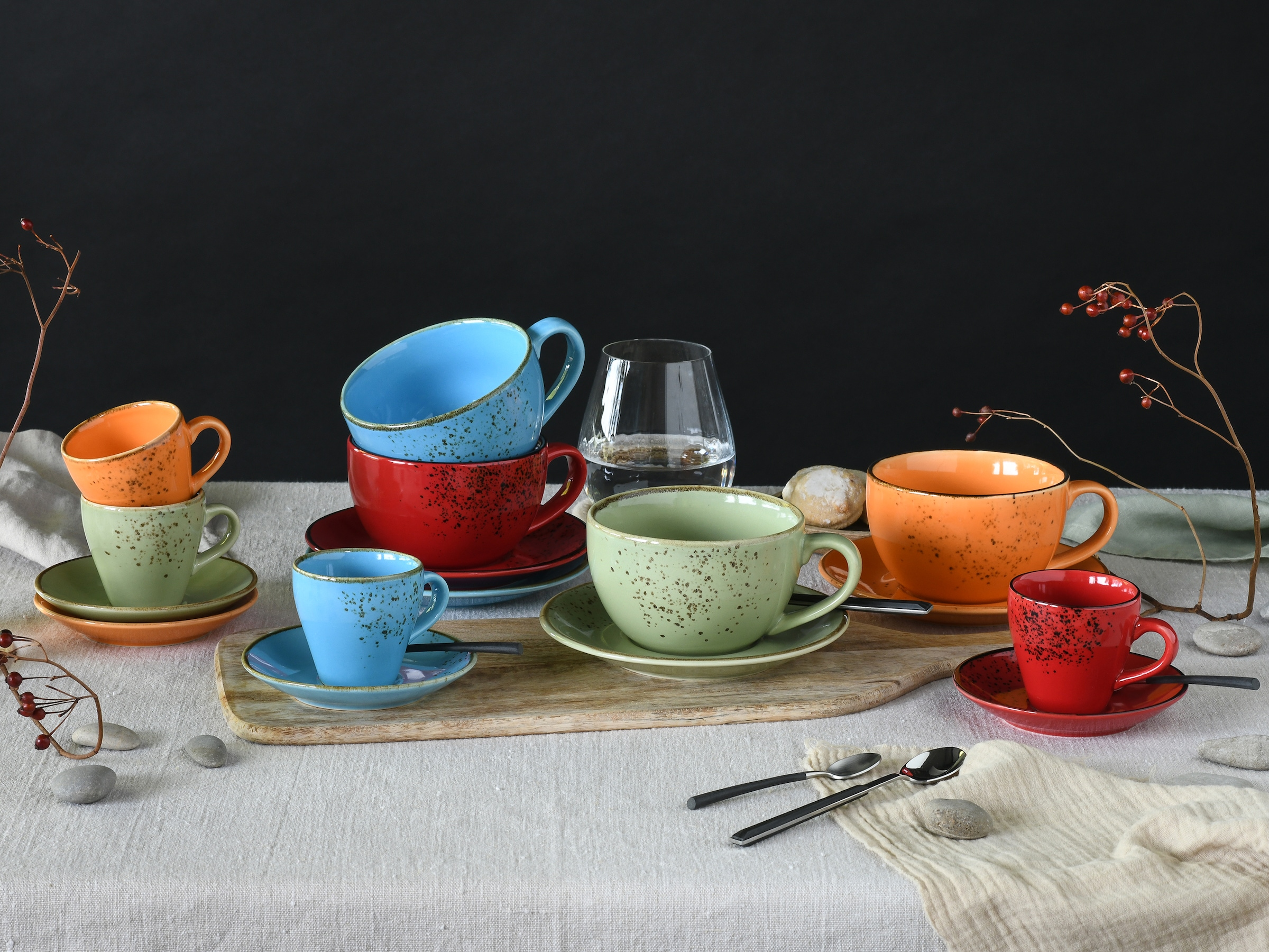 CreaTable Tasse »Nature Collection, Tassen-Set 16-tlg.« Naturverbundenes Design, Einzigartige Oberfläche
