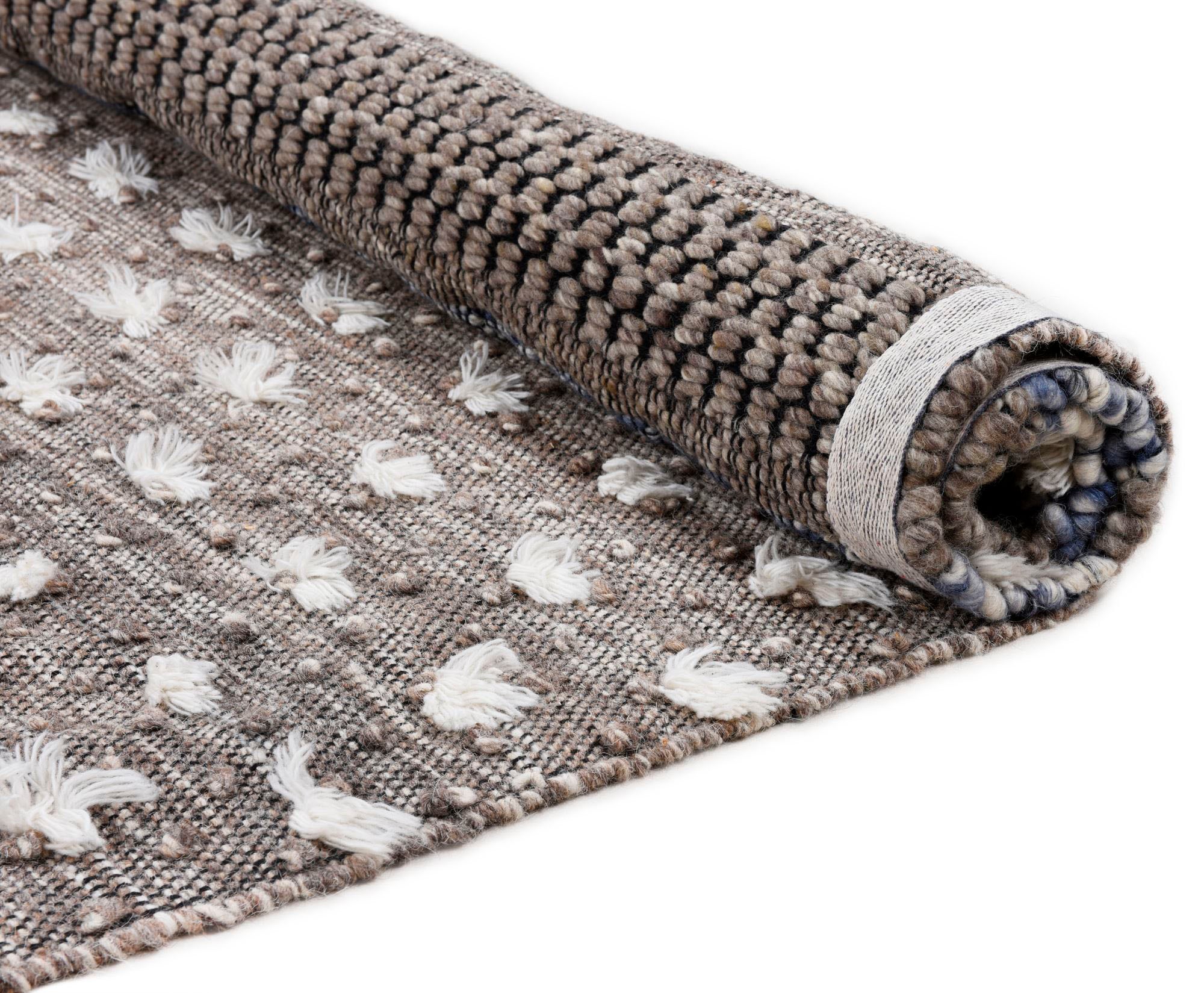 TOM TAILOR HOME Wollteppich »Vintage Funky Nature«, rechteckig, 5 mm Höhe, reine Wolle, handgewebt, mit Fransen