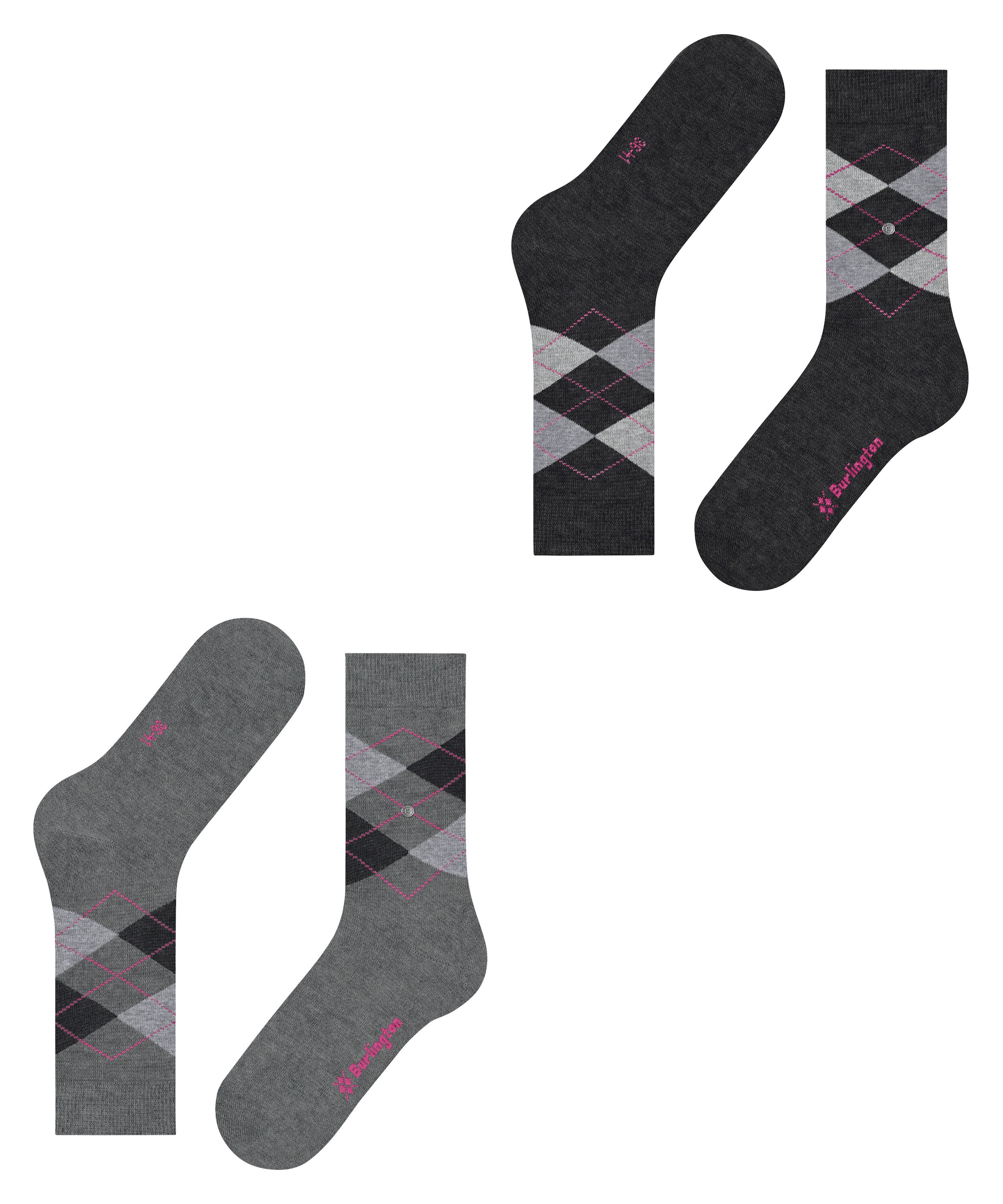 Burlington Socken »Everyday Argyle« 2 Paar,  Einheitsgröße 36-41, Argyle-Muster, gekämmte Baumwolle