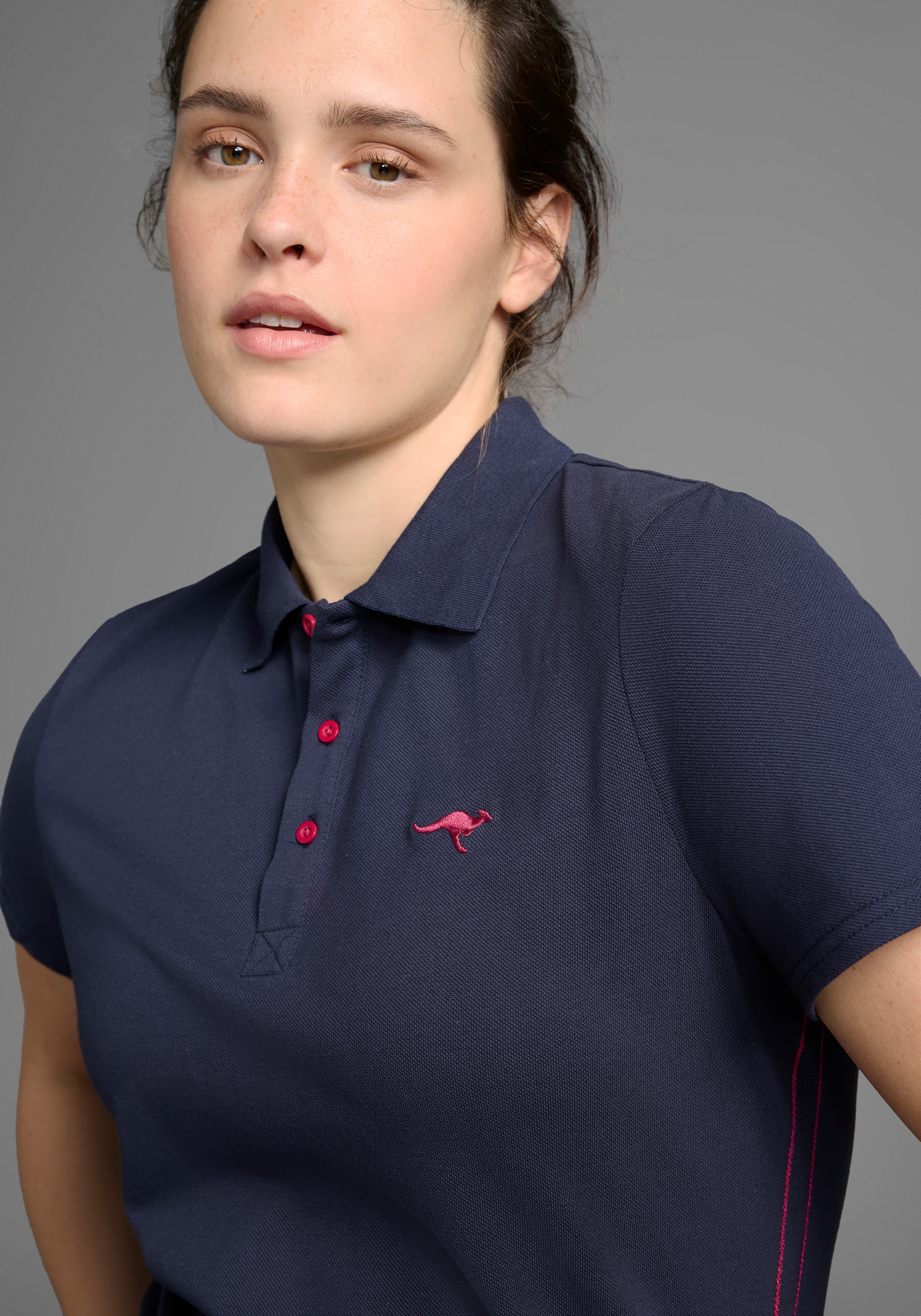 KangaROOS Poloshirt Kurzarm,  unifarben,  Polokragen,  aus Baumwolle, große Größen