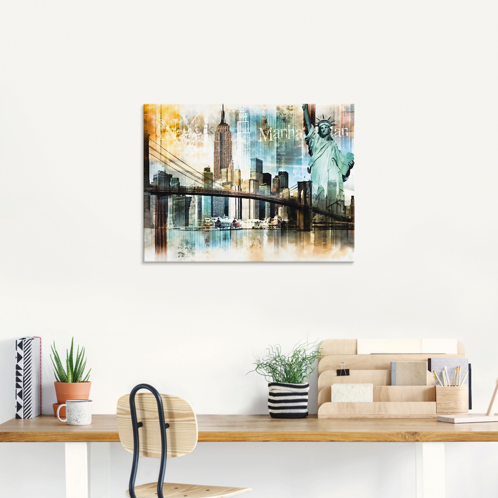 Artland Glasbild »New York Skyline Abstrakte Collage II« Amerika 1 Stk. tlg günstig online kaufen