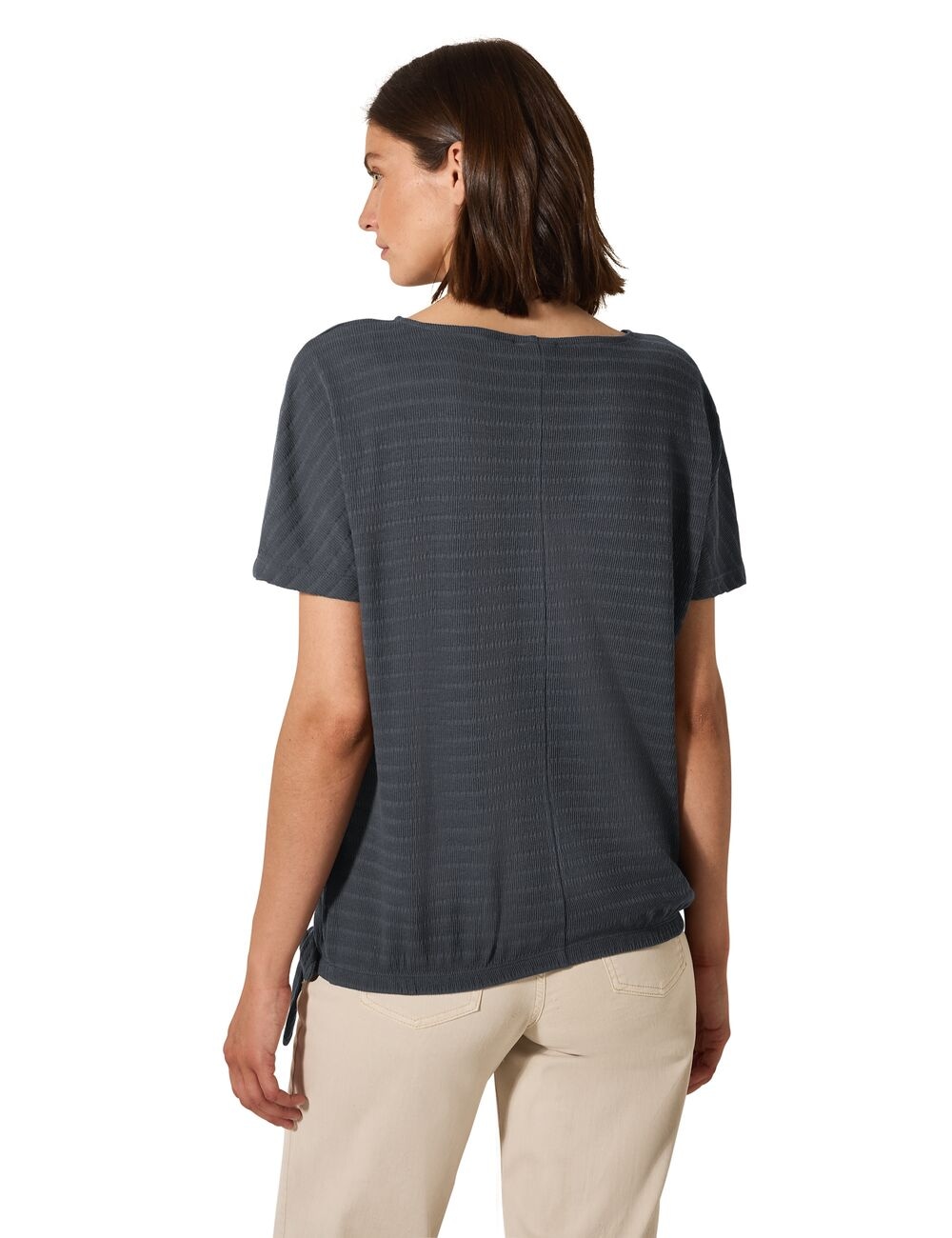Cecil T-Shirt in Smok-Optik und mit Knoten-Detail