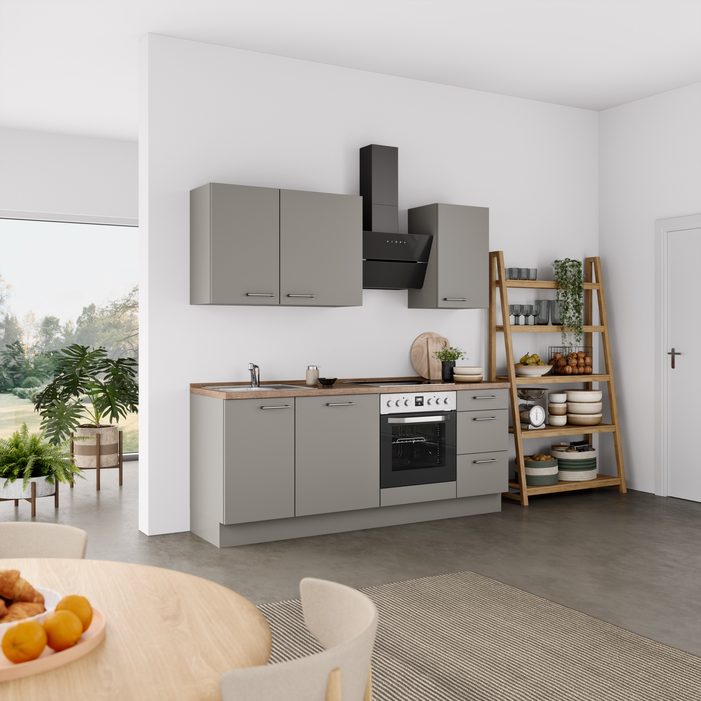 nobilia® Küchenzeile »"Laser II"«, vormontiert, Ausrichtung wählbar, Breite 210 cm, wahlw. mit E-Geräten