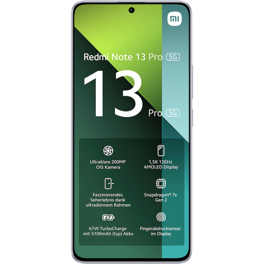 Xiaomi Smartphone »Redmi Note 13 Pro 5G 256Gb«, Aurora Purple, 16,94 cm/6,67 Zoll, 256 GB Speicherplatz, 200 MP Kamera