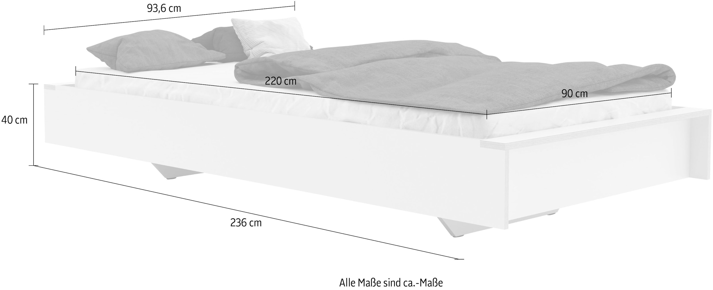 9. Bild von Müller SMALL LIVING Einzelbett »FLAI HIGH«, Überlänge Liegefläche 220 cm, Komfort Höhe 40 cm ohne Kopfteil