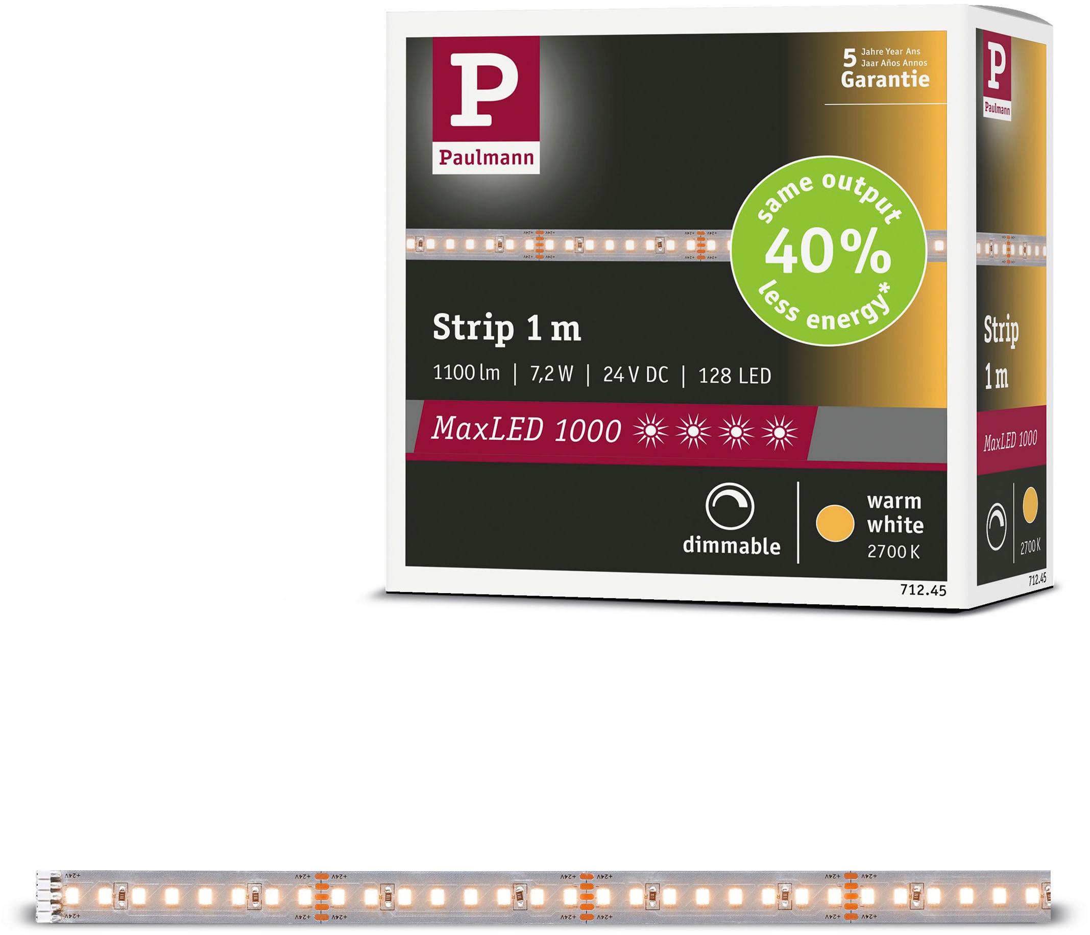 Paulmann LED-Streifen »MaxLED 1000 LED Strip Warmweiß Einzelstripe« günstig online kaufen