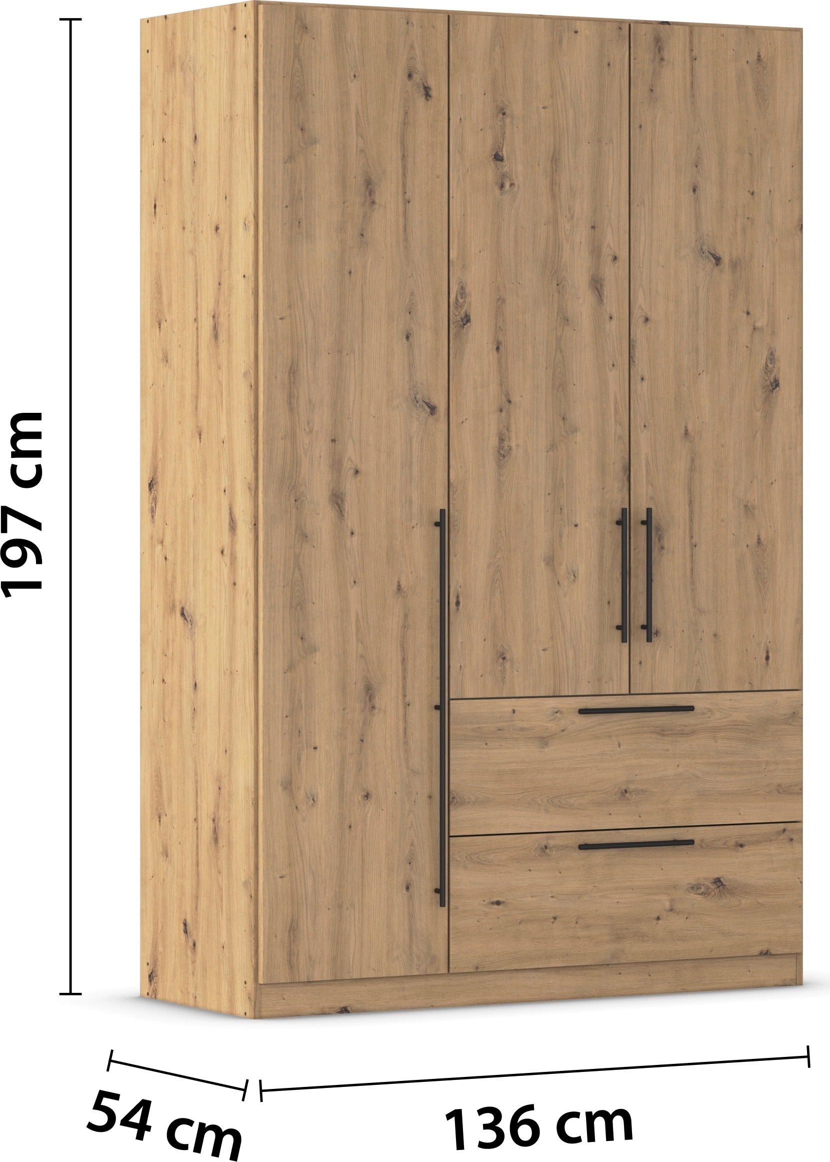 rauch Kleiderschrank »Drehtürenschrank Schrank Garderobe Wäscheschrank Schlafzimmer AVOLA«, (in 3 verschiedenen Ausstattungen BASIC/CLASSIC/PREMIUM), mit hochwertigen Stangengriffen in Schwarz aus Metall MADE IN GERMANY