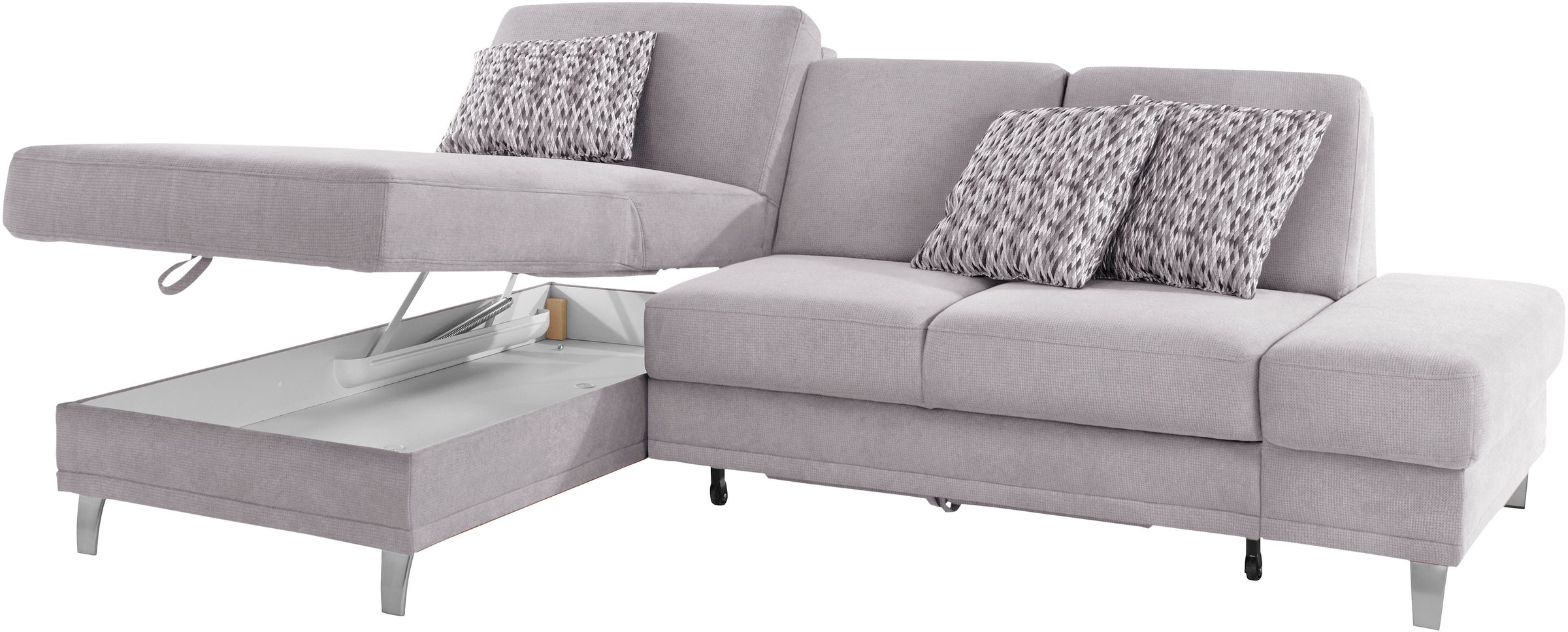 sit&more Ecksofa »Clio L-Form«, wahlweise mit Bettfunktion oder Vorziehsitz und Bettkasten, Federkern