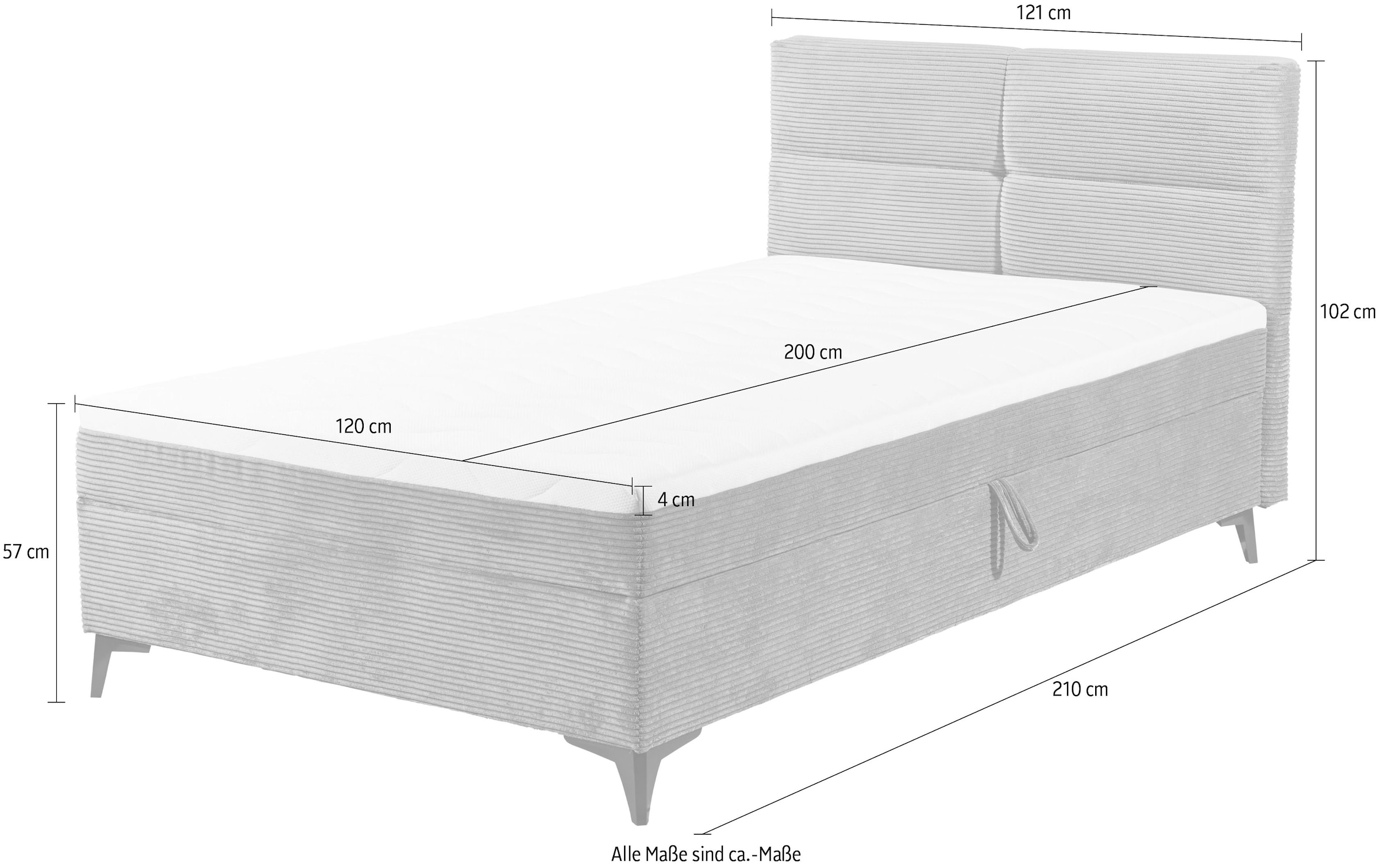 ED EXCITING DESIGN Boxbett »Andon« mit Bettkasten, integrierter Topper, universell aufbaubar