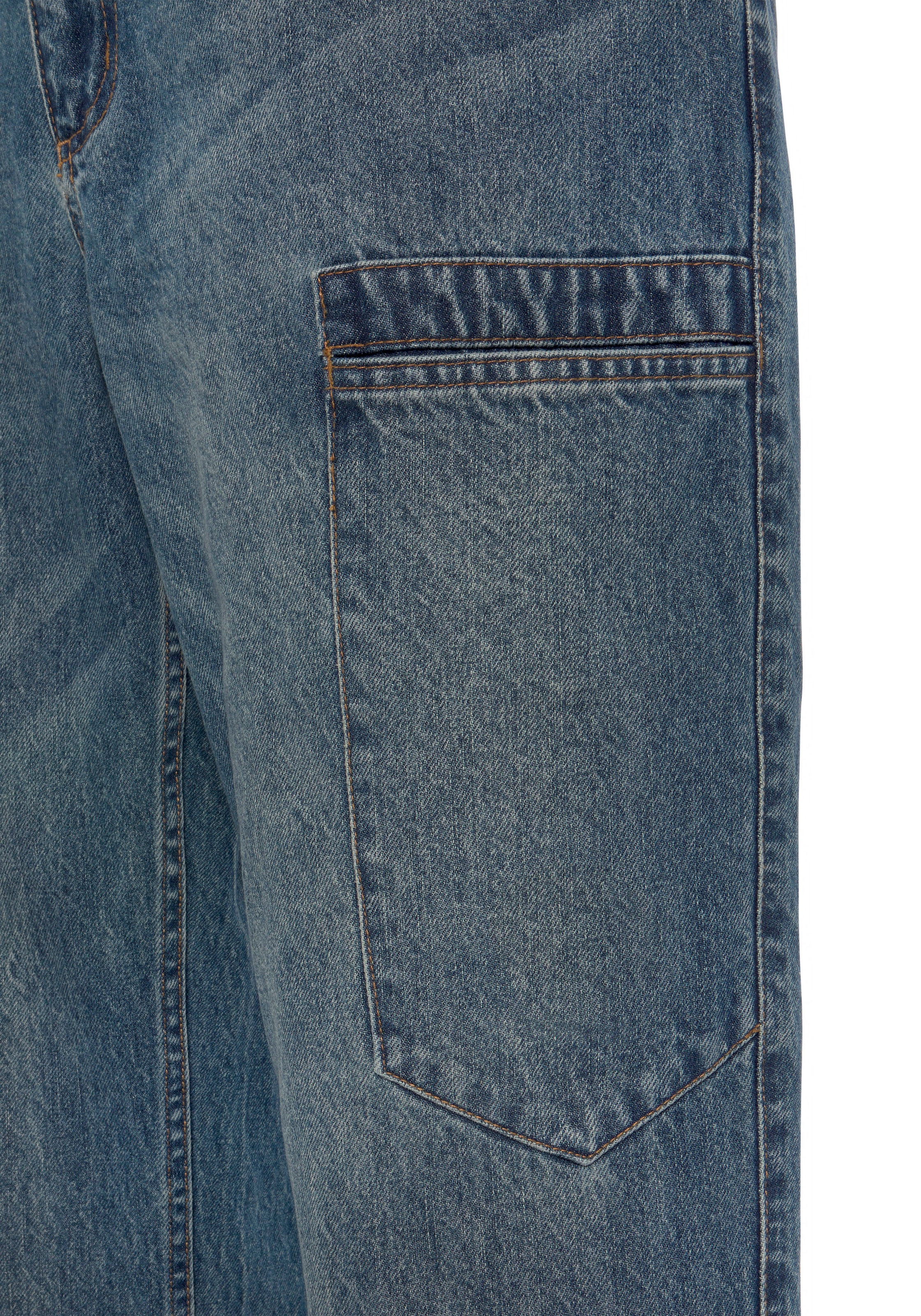 Country Northern comfort mit Jeans«, mit (aus »Cargo Taschen kaufen robuster 100% Jeansstoff, Bund, Baumwolle, dehnbarem 6 Arbeitshose online praktischen fit),