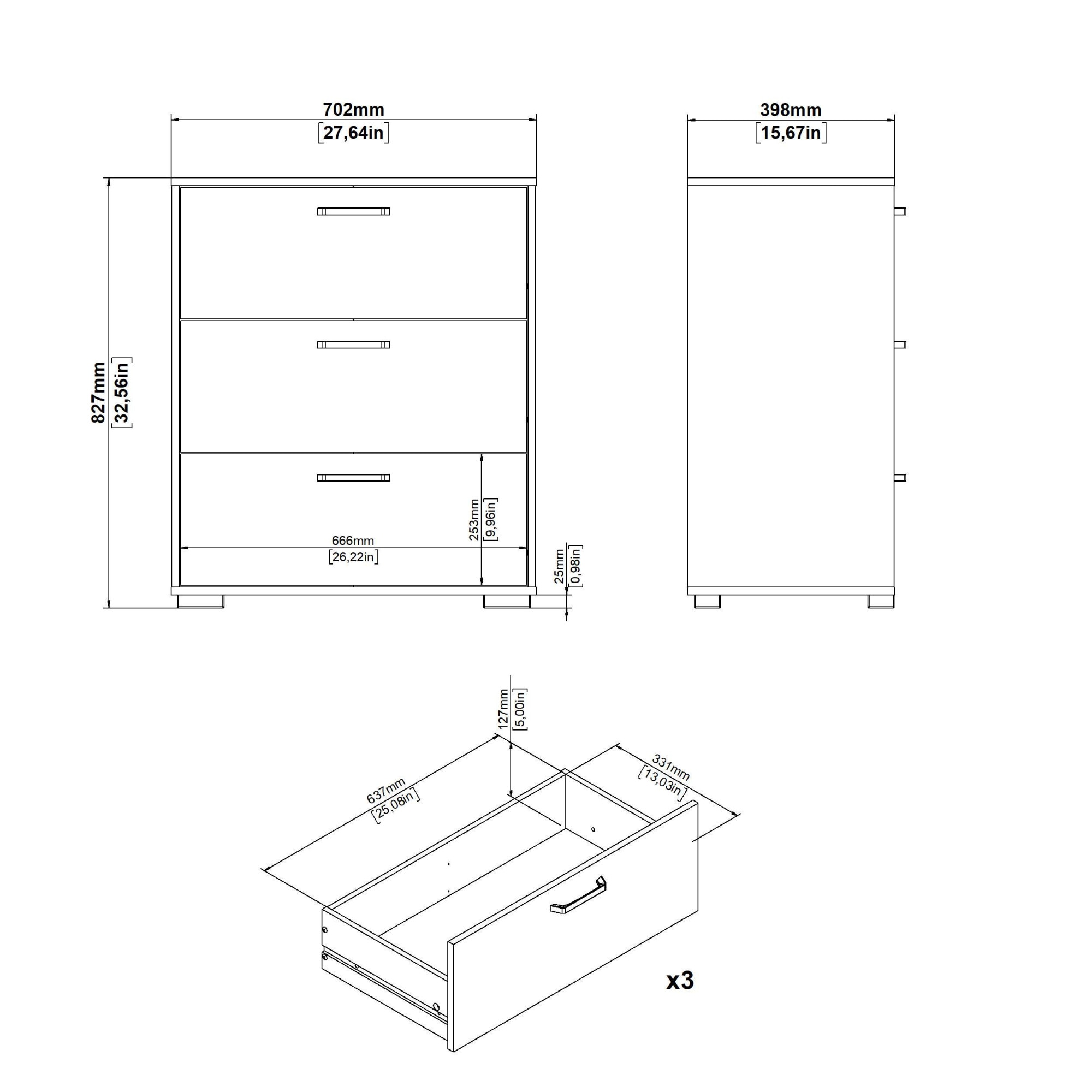 Home affaire Schubkastenkommode »Sofia« minimalistisches, modernes Design, Breite 70,2 cm