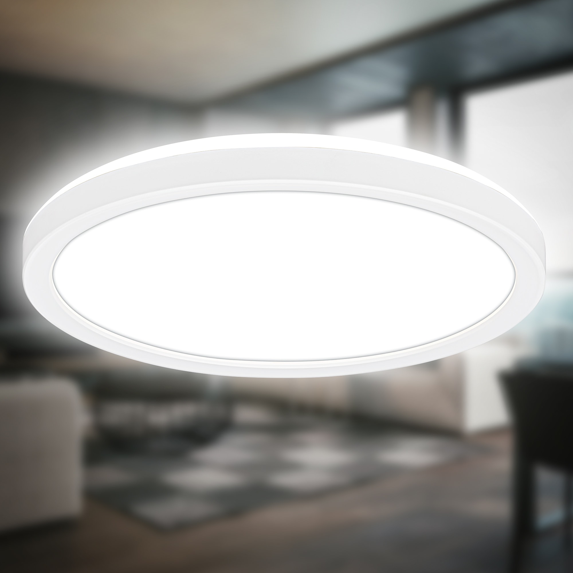 B.K.Licht LED Deckenleuchte »BK_DL1598 Ultraflaches LED Panel mit Backlight, Deckenlampe«, 1 flammig, Leuchtmittel LED-Modul | LED fest integriert, 4.000K, 1.900 Lm, 16W, indirekte Hintergrundbeleuchtung, ⌀24cm, Weiß