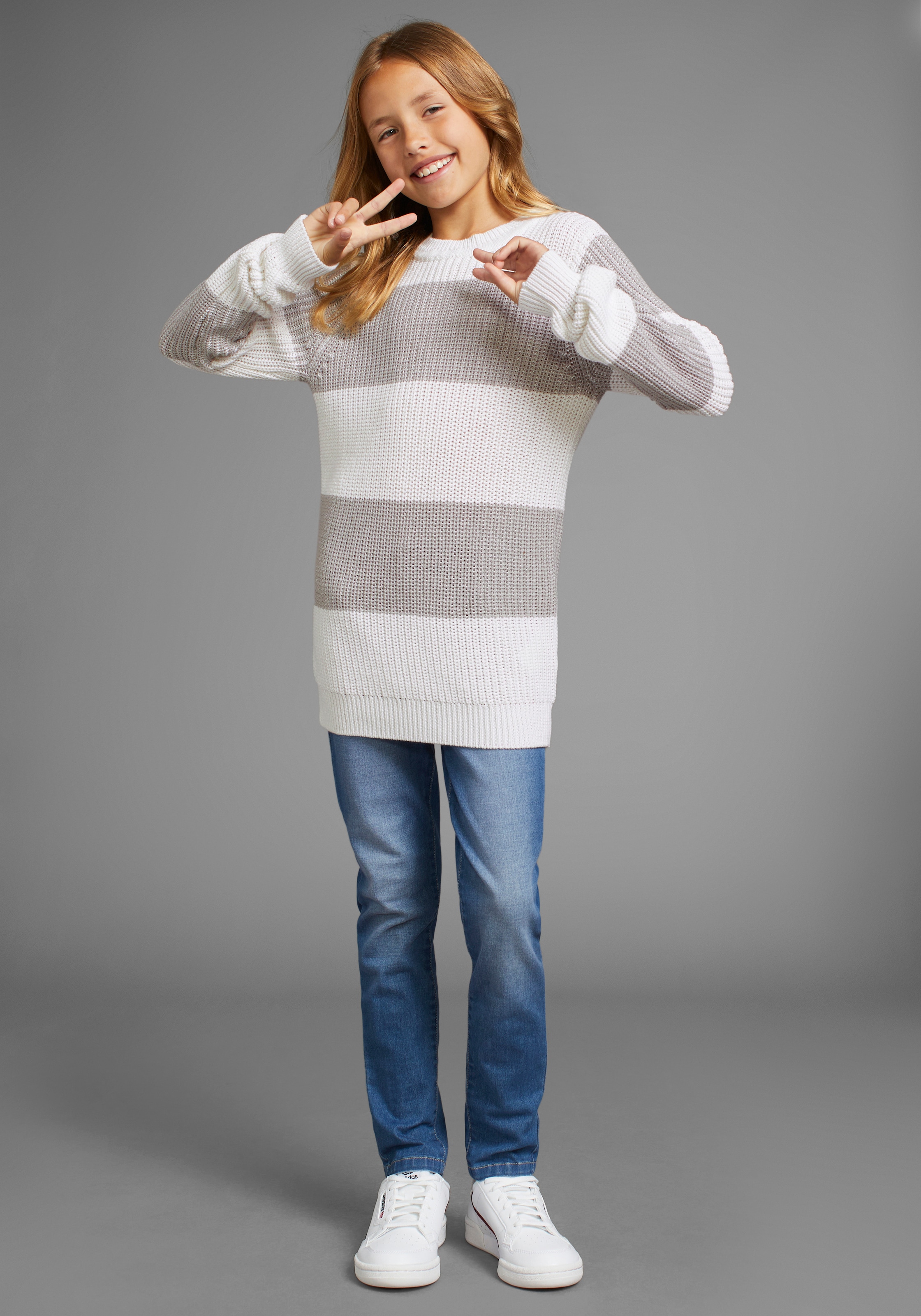 KIDSWORLD Strickpullover »Streifenpullover mit breitem Muster« , modisches Streifendesign für Mädchen