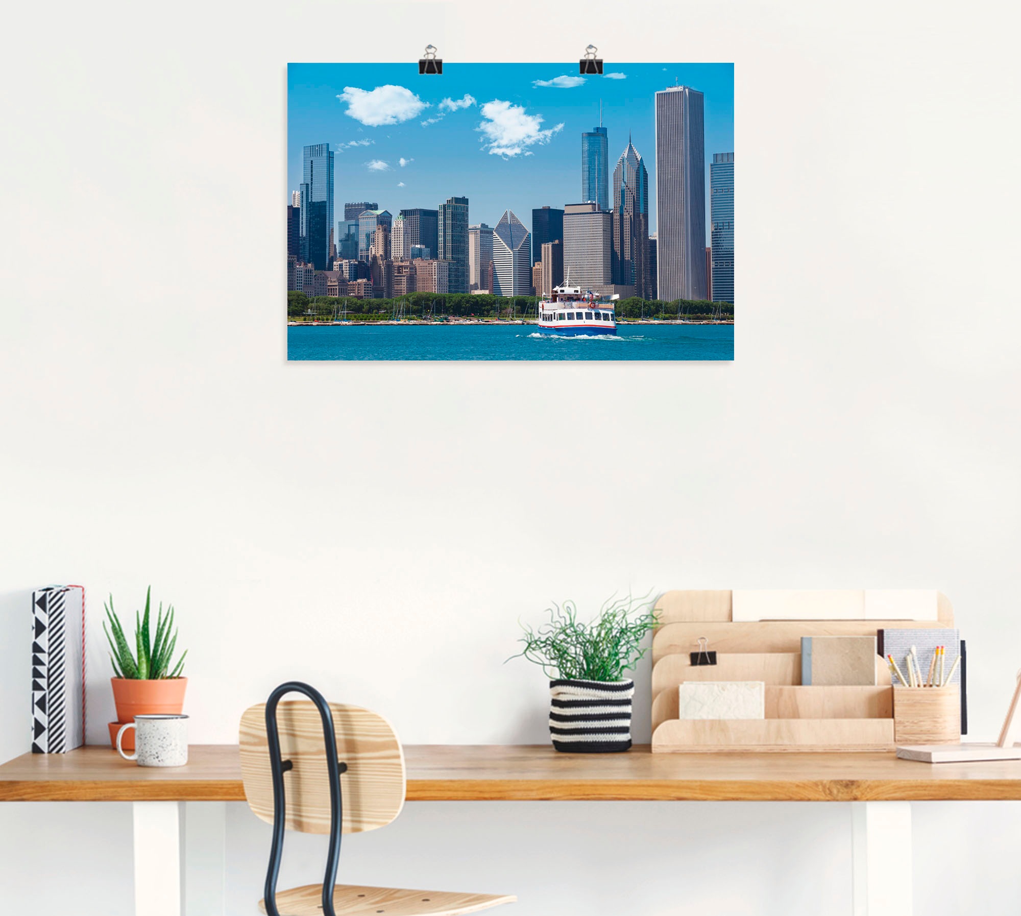 Artland Poster »Chicago Skyline«, Amerika, (1 St.), als Alubild, Leinwandbild, Wandaufkleber oder Poster in versch. Größen