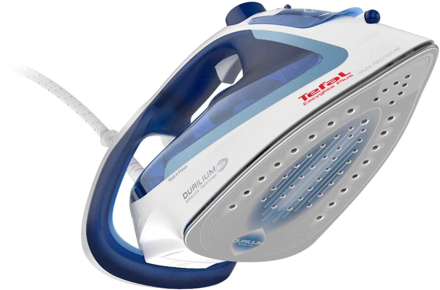 Tefal Dampfbügeleisen »Easygliss, 2500 Watt, Dampfstoß 220 g/Min., Wassertank 270 ml,«, 2500 W, Durilium Airglide Bügelsohle, schnelles Aufheizen, blau/weiß, FV5736