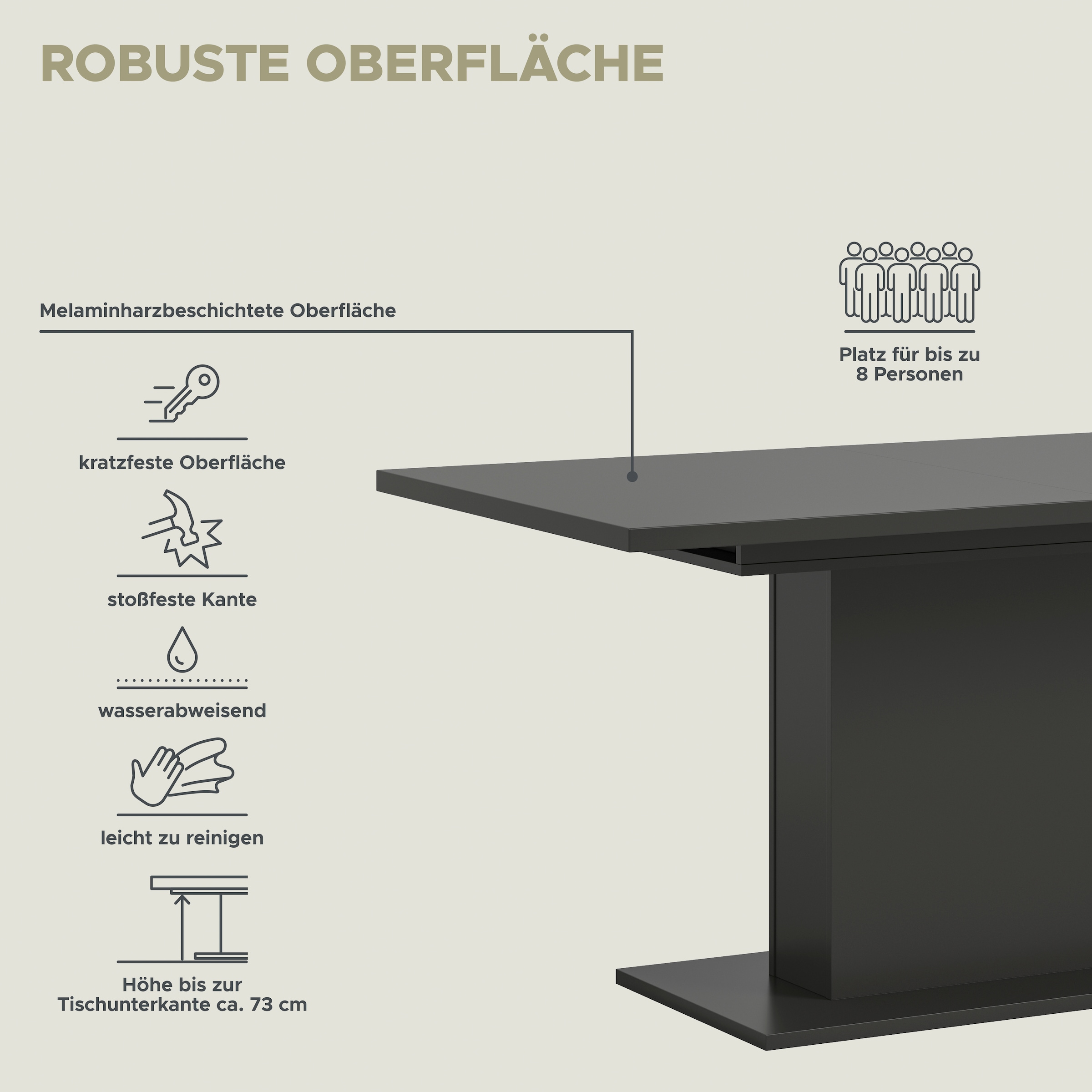INOSIGN Esstisch »Motus, ausziehbar 150 -190 cm, inklusive 40 cm Einlegeplatte«, (Set, 1 St.), Säulengestell mit Bodenplatte, Tisch, Küchentisch, Esszimmer, Küche