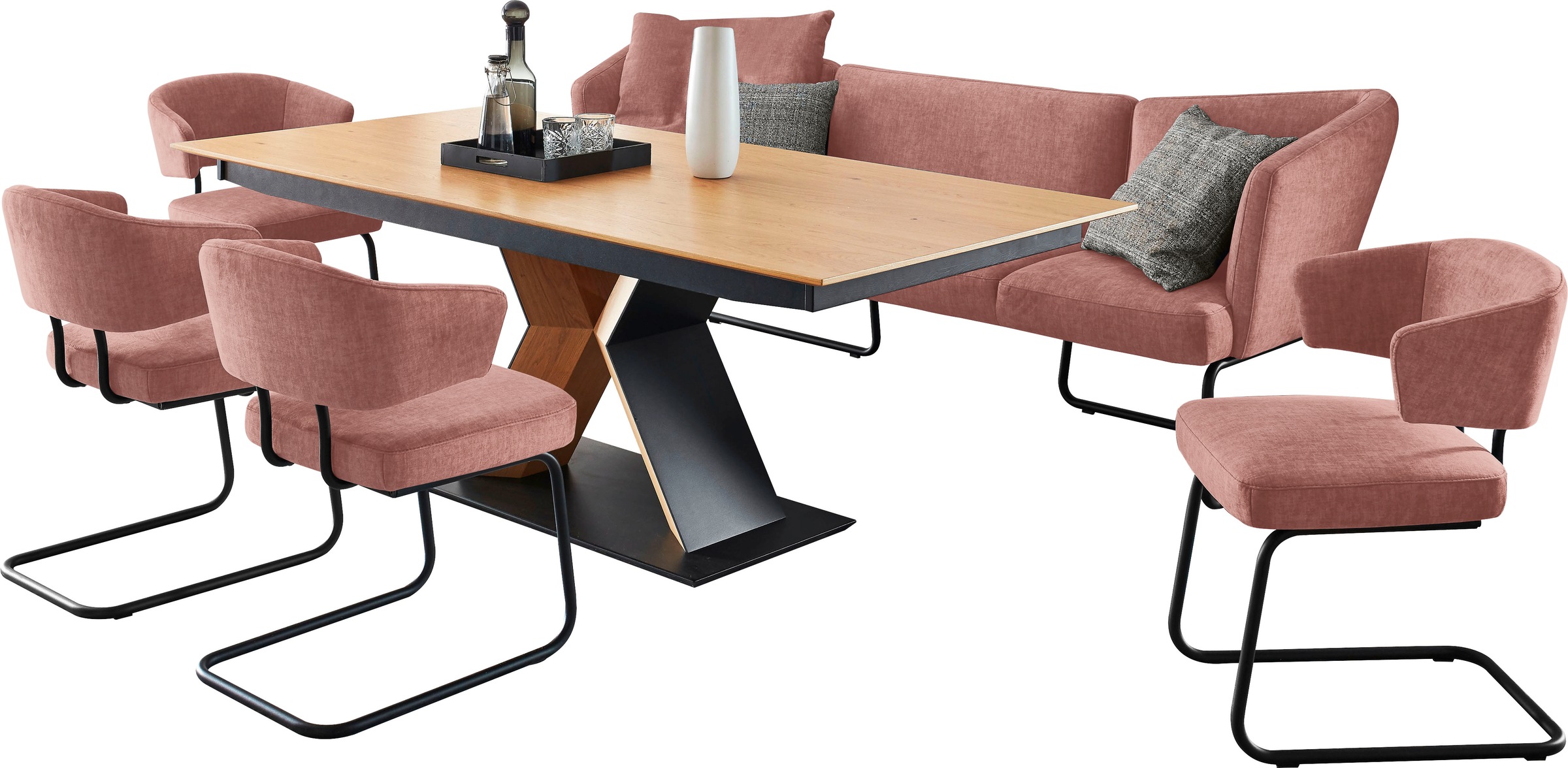 K+W Komfort & Wohnen Essgruppe »Mikkado Tube« 6 Stk. tlg. 4 Freischwinger und einem Funktionesstisch