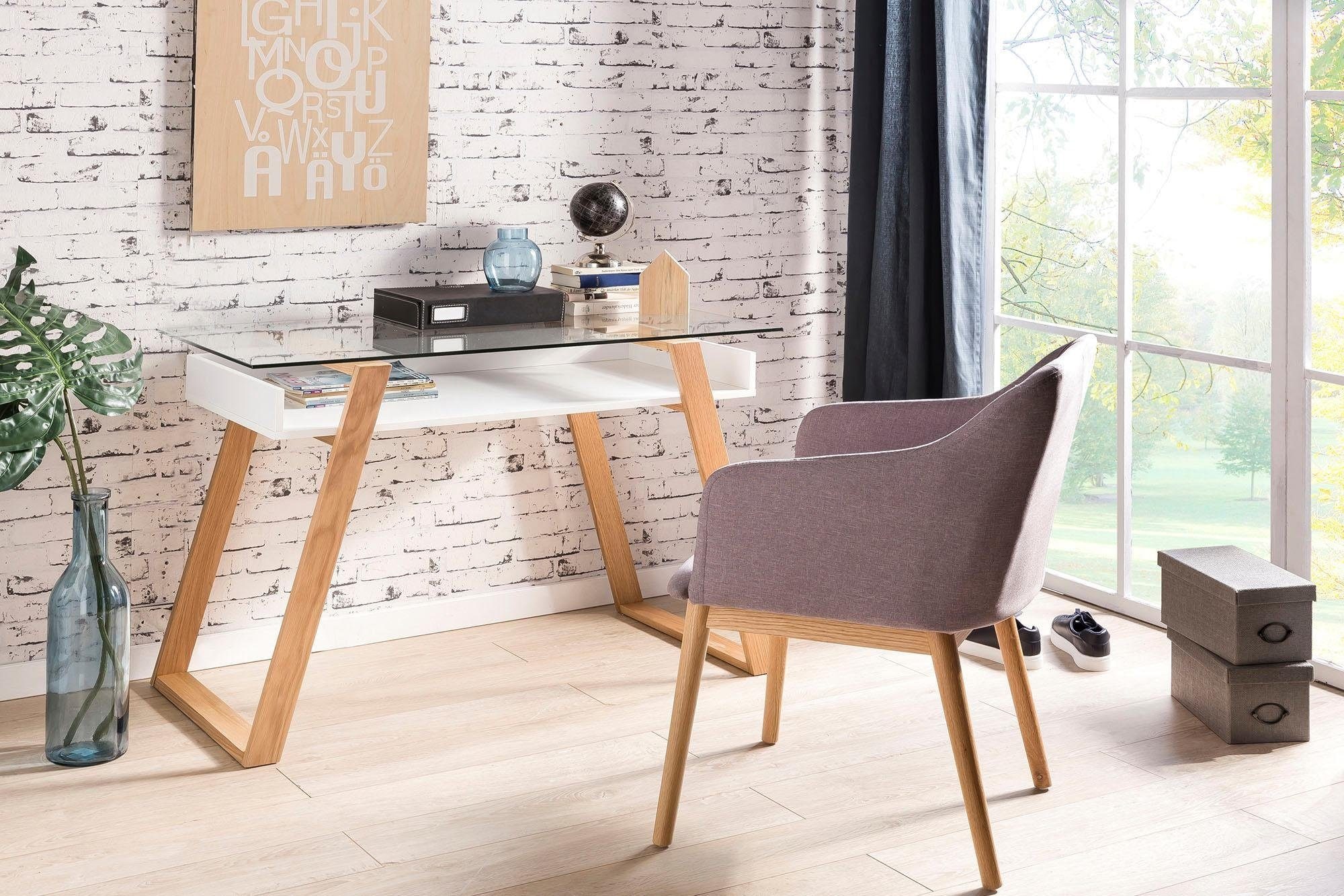 SalesFever Schreibtisch »Falun - Arbeitsplatz Deluxe: Der Schreibtisch«, Eleganz trifft Funktion: Mit Glasplatte