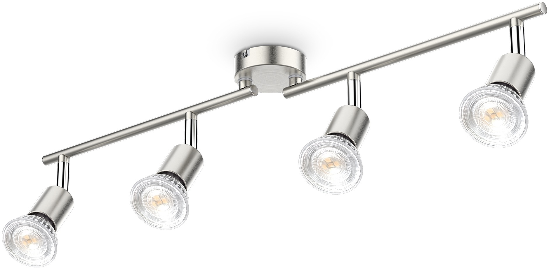 B.K.Licht Deckenleuchte, 4 flammig, Leuchtmittel GU10 | LED wechselbar, 4-flammig, LED Deckenlampe, dreh- schwenkbar, neutralweiß, matt-nickel