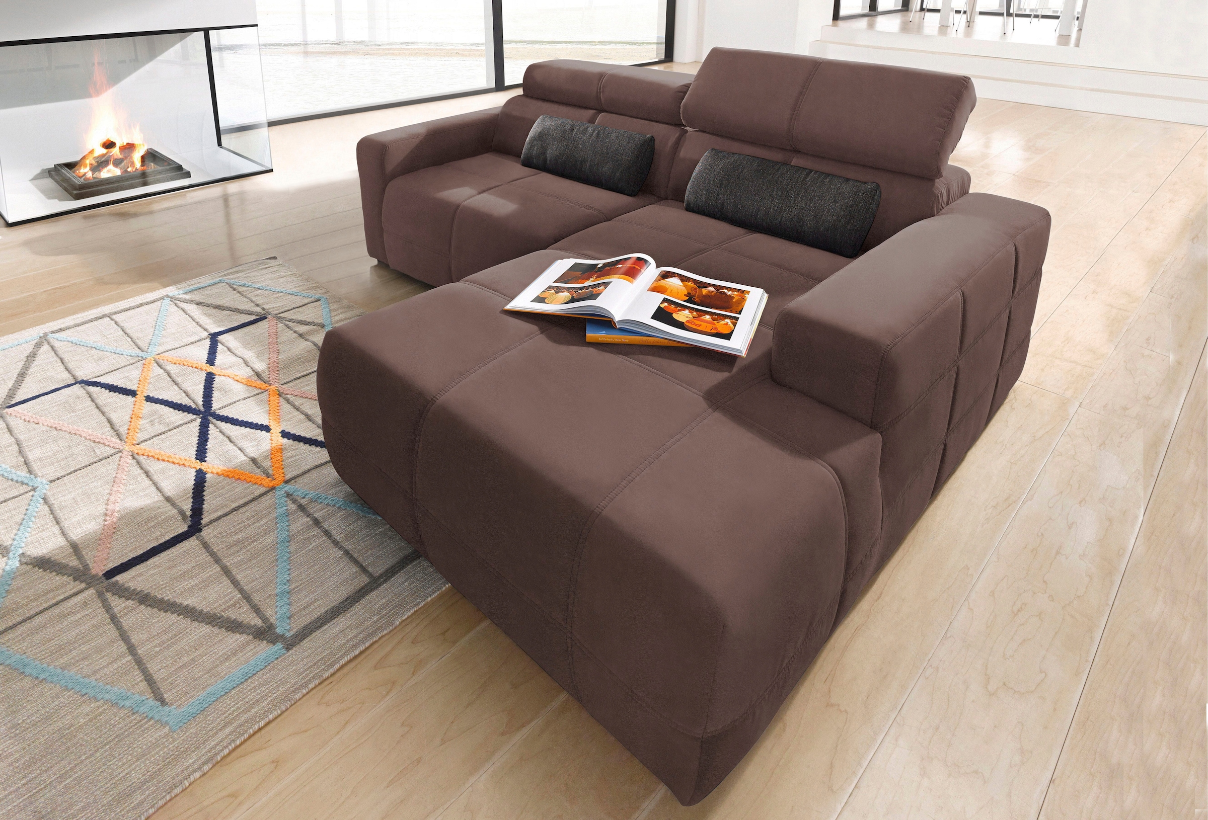 DOMO collection Ecksofa "Brandon, inkl. Kopfteilverstellung, B/T/H: 214/100 günstig online kaufen