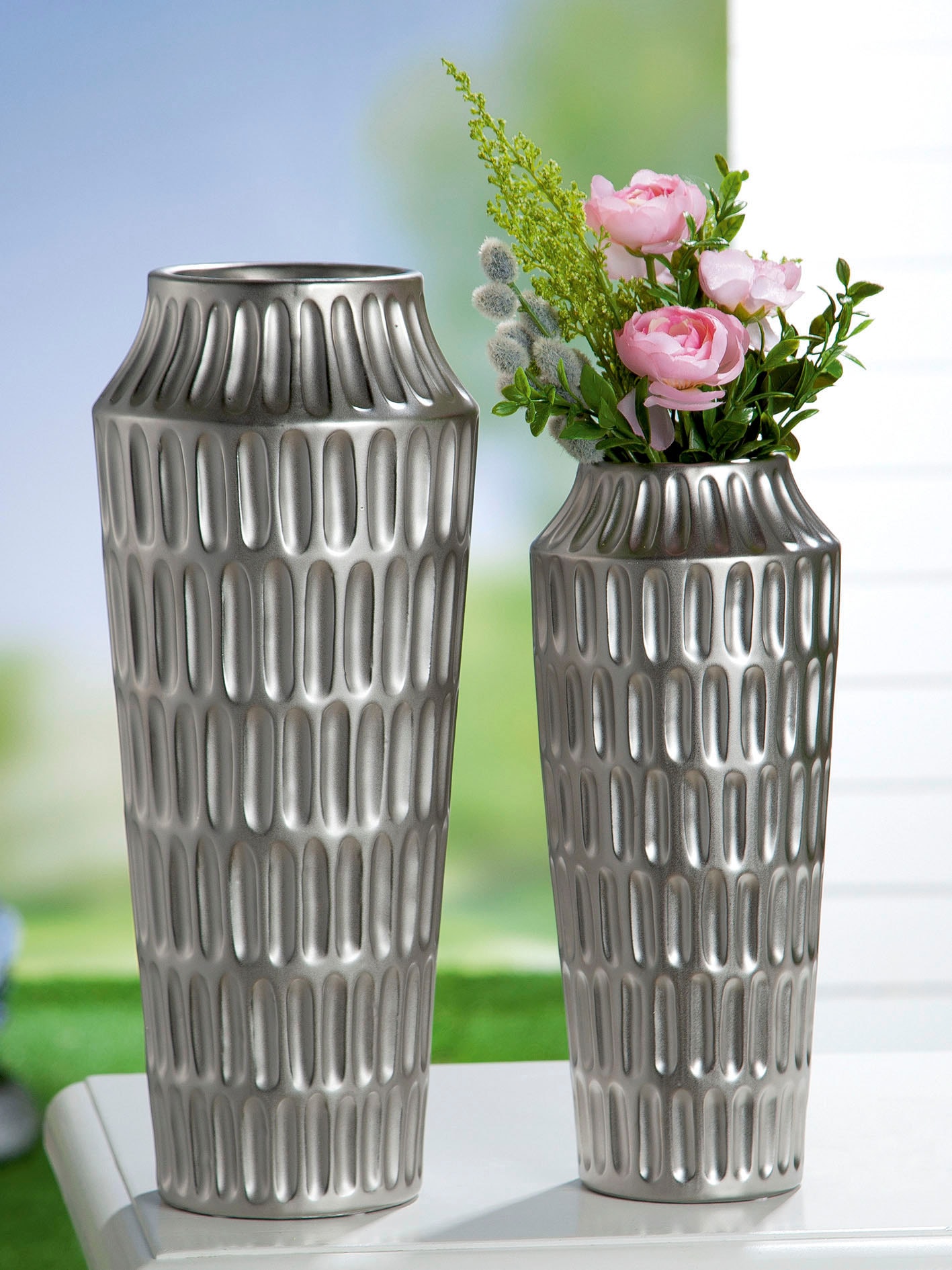 GILDE Tischvase »Metallico, Raten Höhe Blumenvase (1 ca. Keramik, cm«, aus kaufen auf St.), 37 Vase dekorative