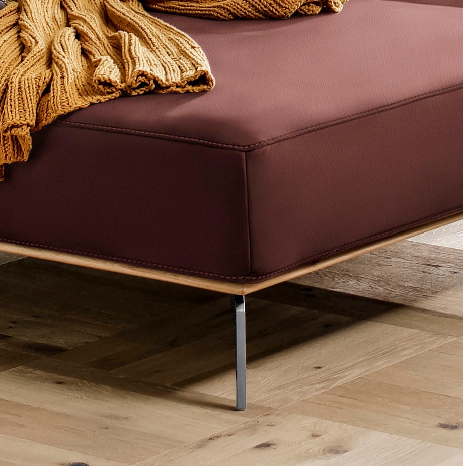 W.SCHILLIG Ecksofa »run, Designsofa, bequem, L-Form«, mit elegantem Holzsockel, Füße in Chrom glänzend, Breite 299 cm