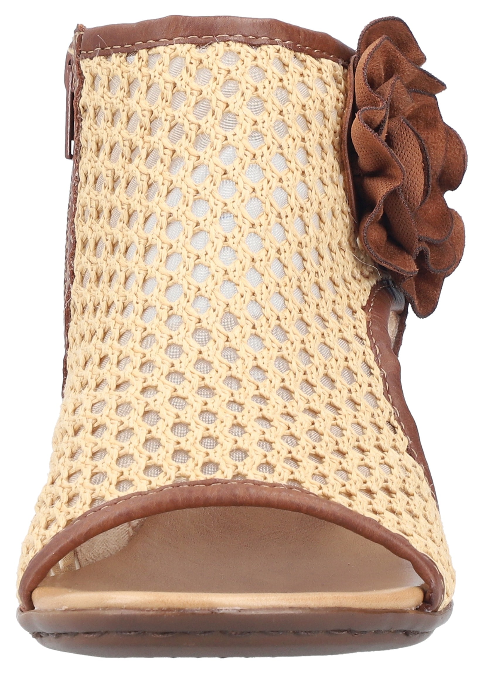 Rieker Schaftsandalette  Sommerschuh, Urlaubsschuh mit dekorativer Blüten-Verzierung