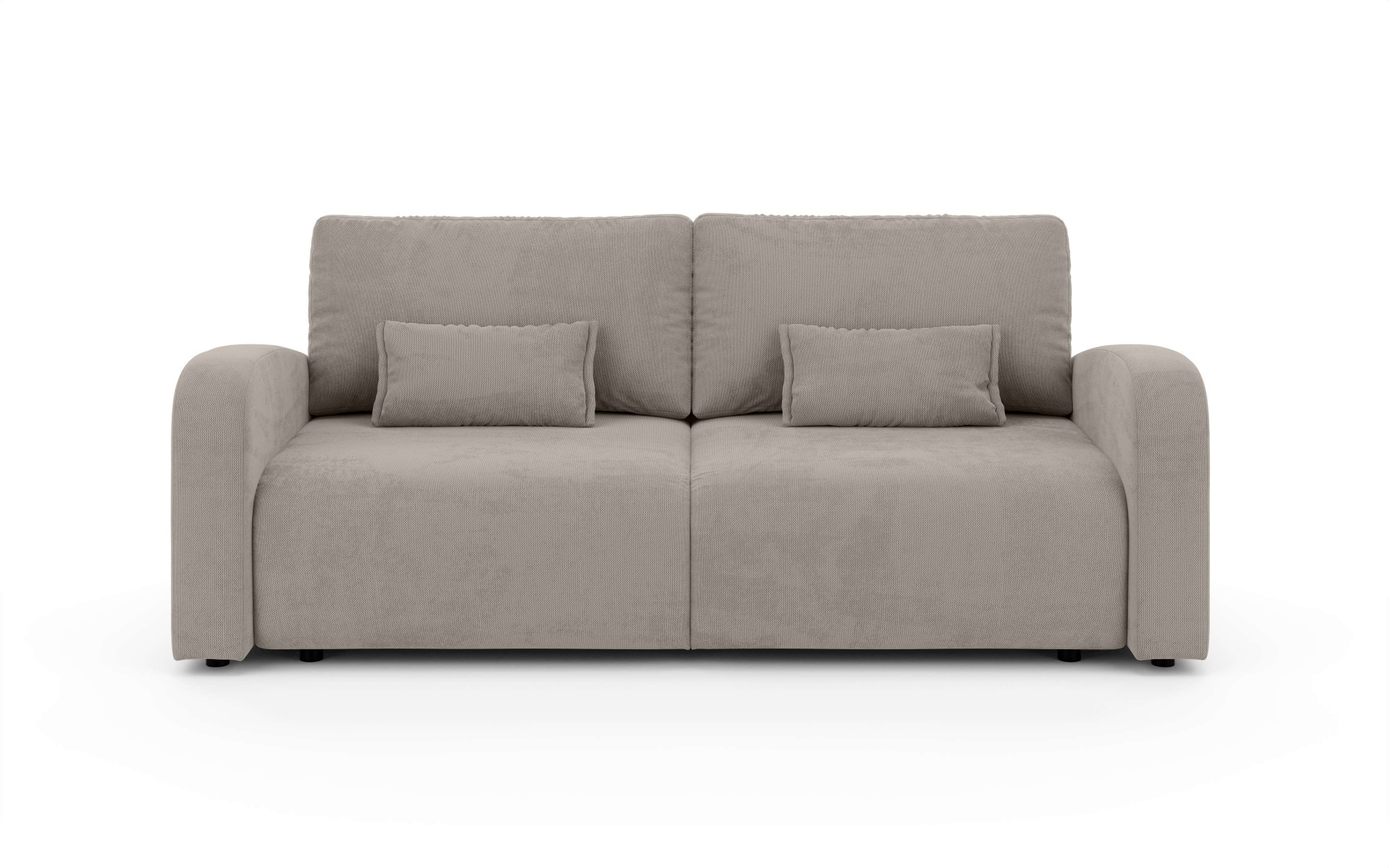 INOSIGN 3-Sitzer »JIGGS wahlweise Schlafsofa mit Bettkasten, Maße B/H/T: 228/96/110 cm«, Sofa mit Wellenunterfederung, enthält 2 Rückenkissen und 2 Zierkissen