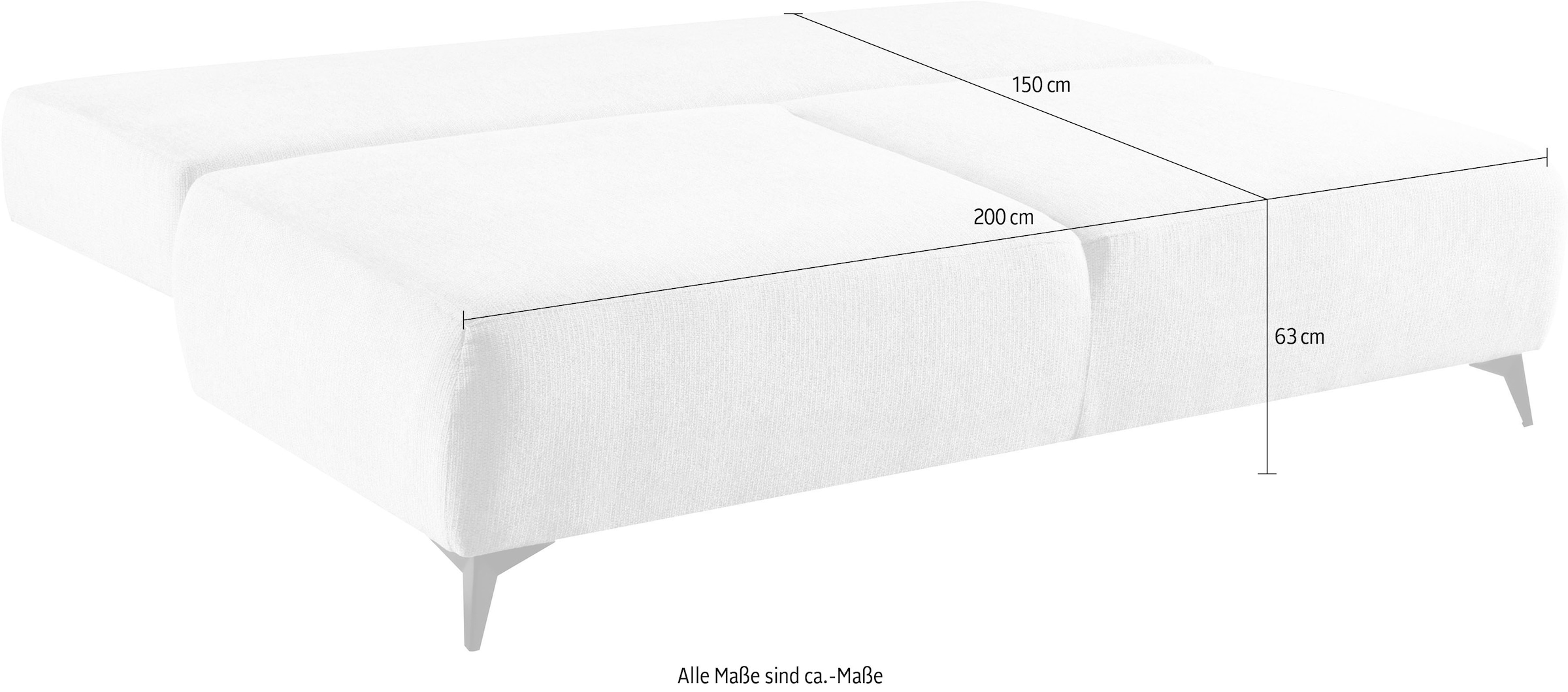 WERK2 Schlafsofa »Valerie mit Komfortsitz- und Liegehöhe, Breite 200cm,«, bequemes 2-Sitzer Schlafcouch mit Bettkasten