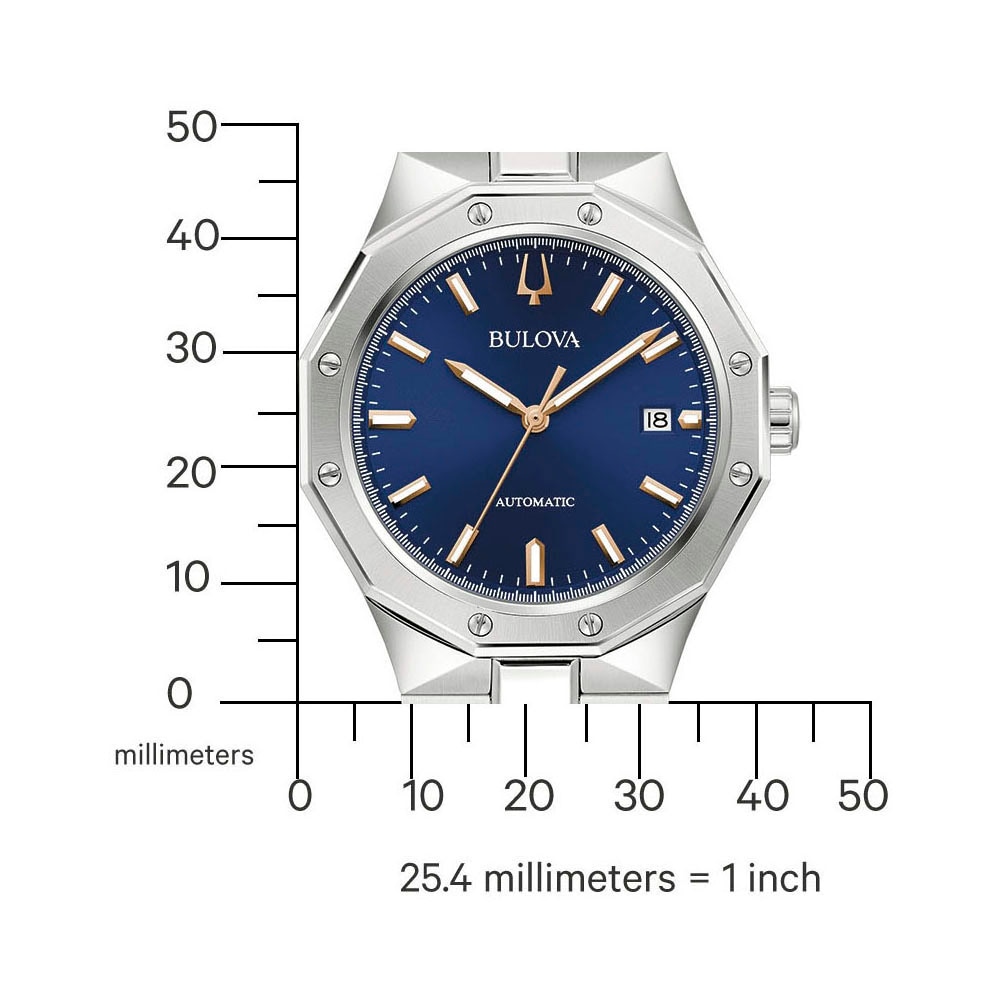Bulova Automatikuhr Armbanduhr, Herrenuhr, Mechanische Uhr, Edelstahlarmband, analog, Tag