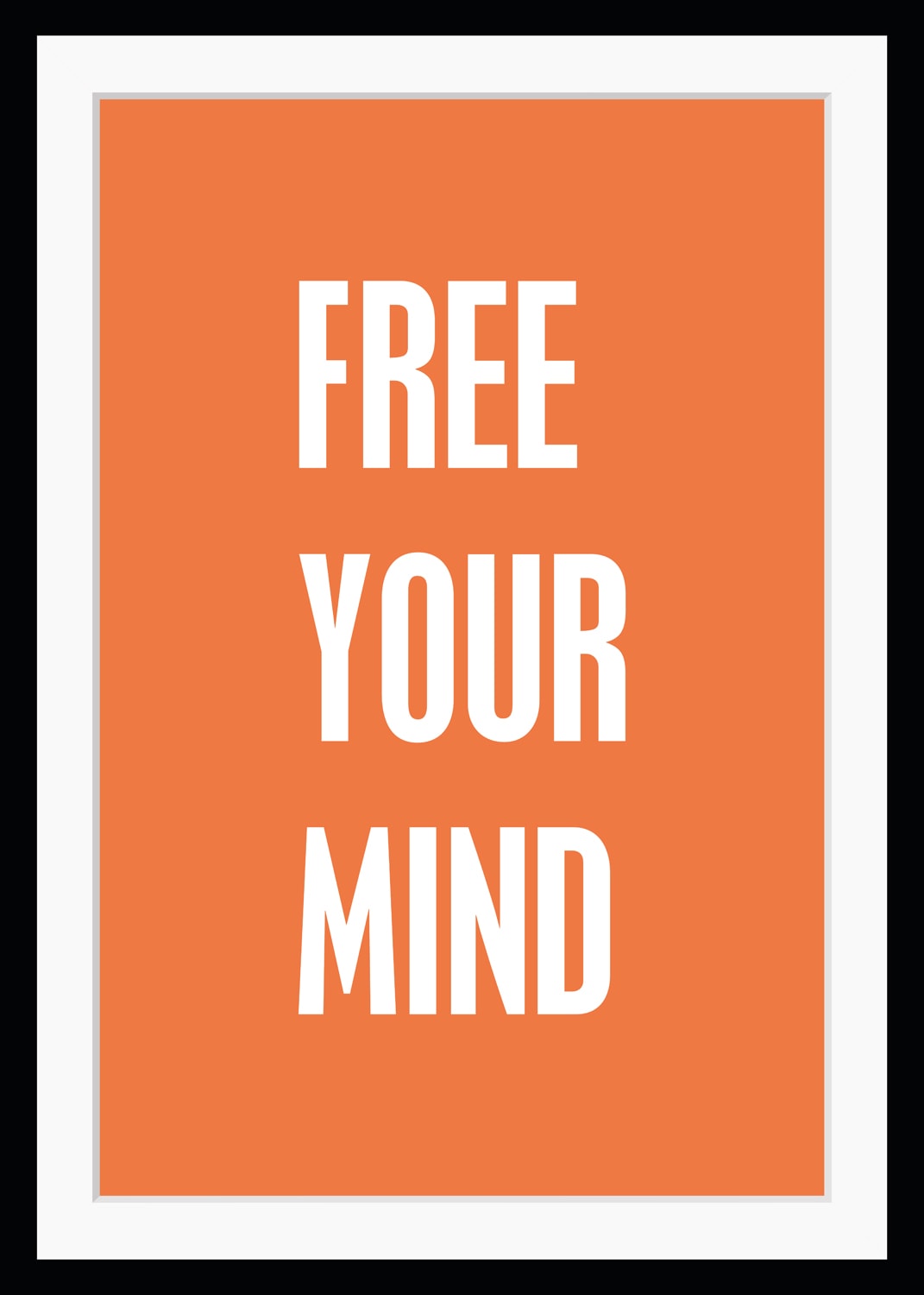 queence Bild »FREE YOUR MIND«, Sprüche & Texte-Schriftzug-Motivationsbilder, HD Premium Poster-Druck inkl. Holzrahmen
