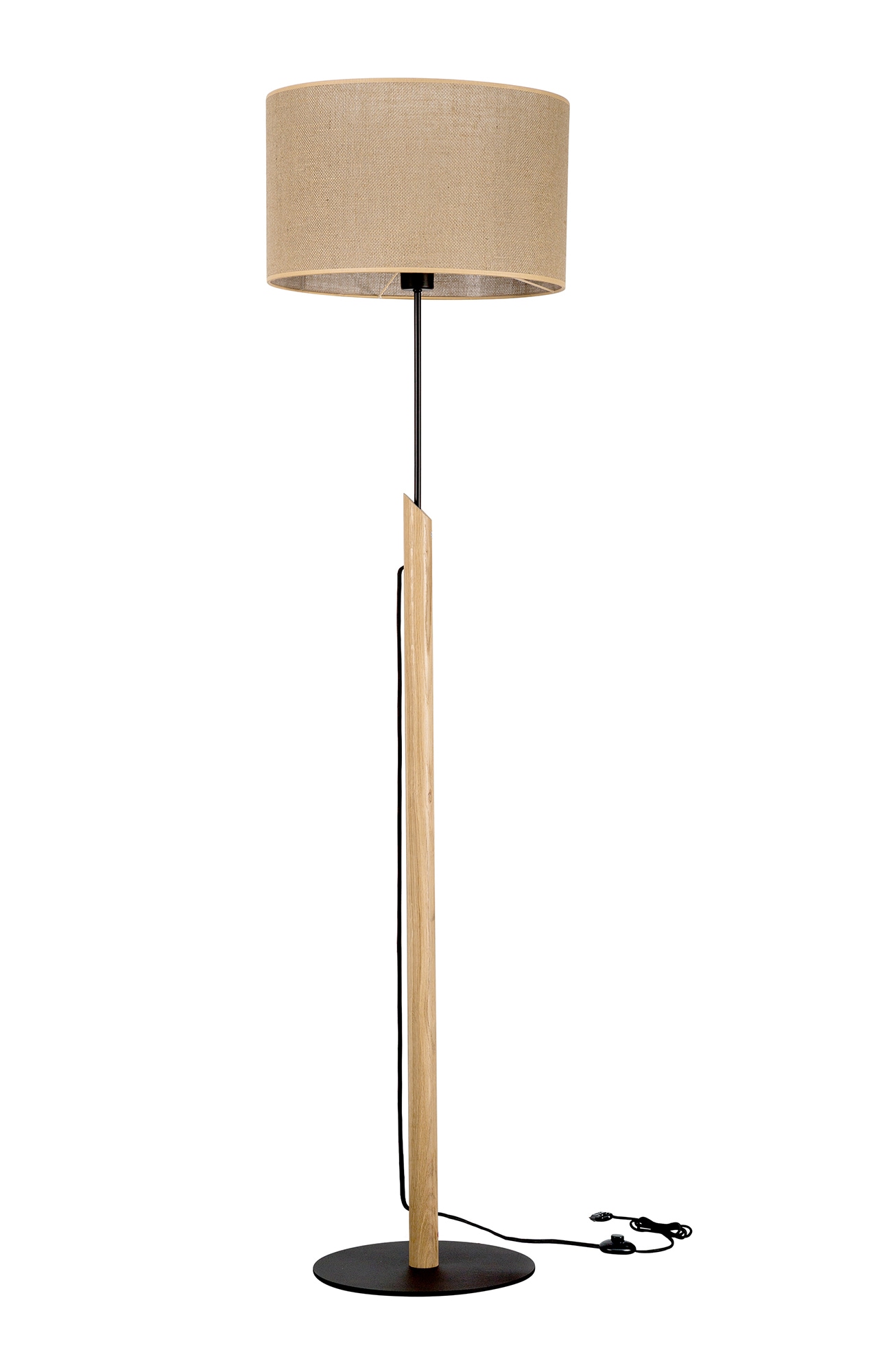 BRITOP LIGHTING Stehlampe »COLETTE«, 1 Eichenholz Stoffschirm mit edlem Metall, bestellen online flammig-flammig, Textilkabel Aus und und
