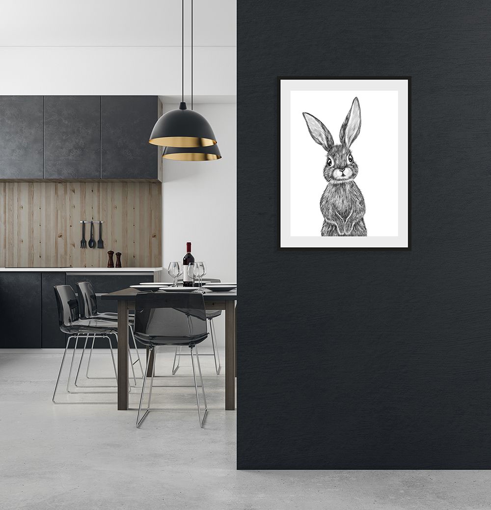 queence Bild »Helmi« Hase   Hasen   Haustiere   Kunst   Schwarz-Weiß 1 Stk. günstig online kaufen