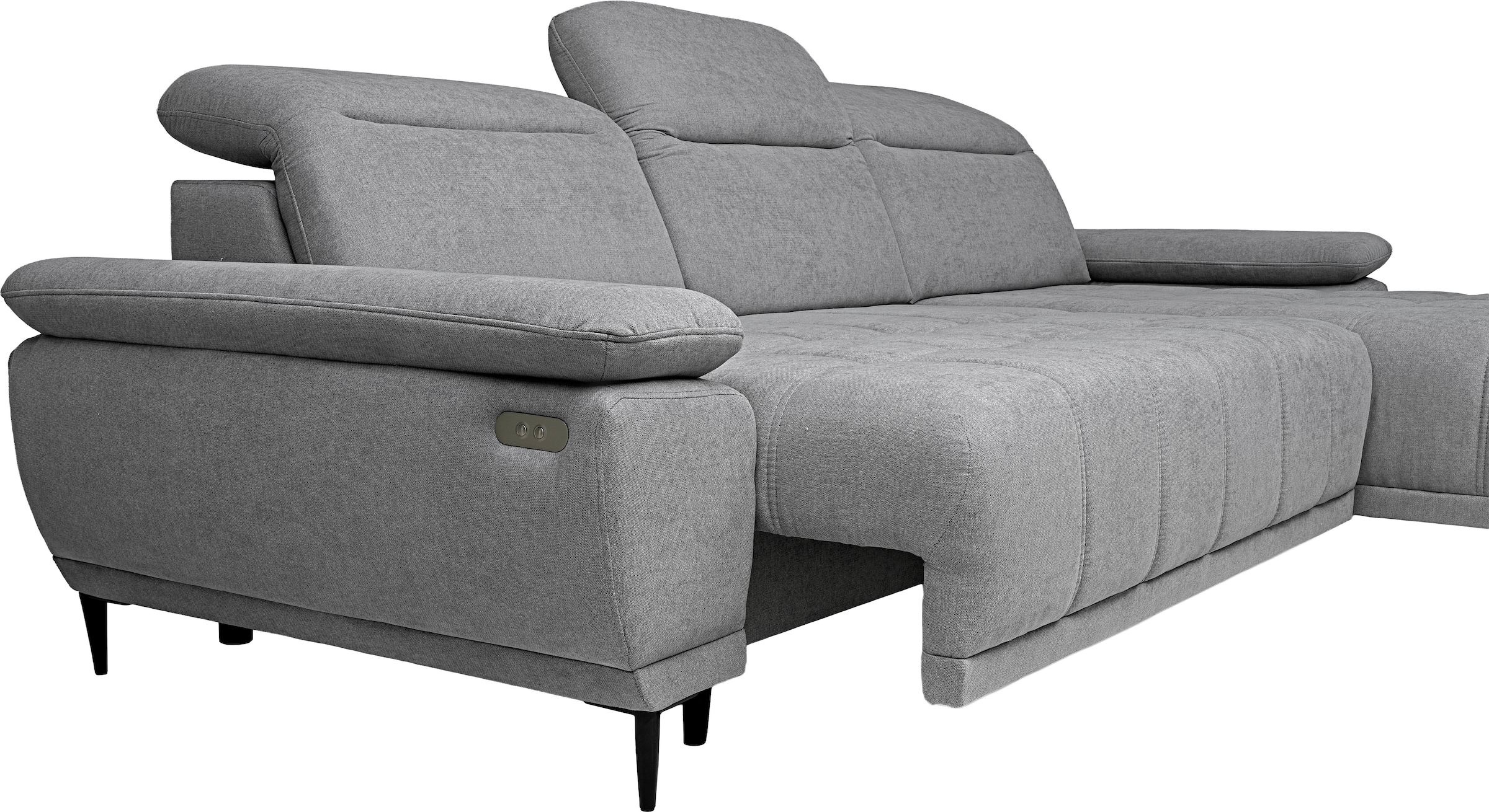 WERK2 Ecksofa »Focus-S Breite 277cm, bequem, elek. Sitztiefenverst., verst. Kopfteile« Luxus-Microfaser weich, L-Form, XXL, elektrische Sitztiefenverstellung