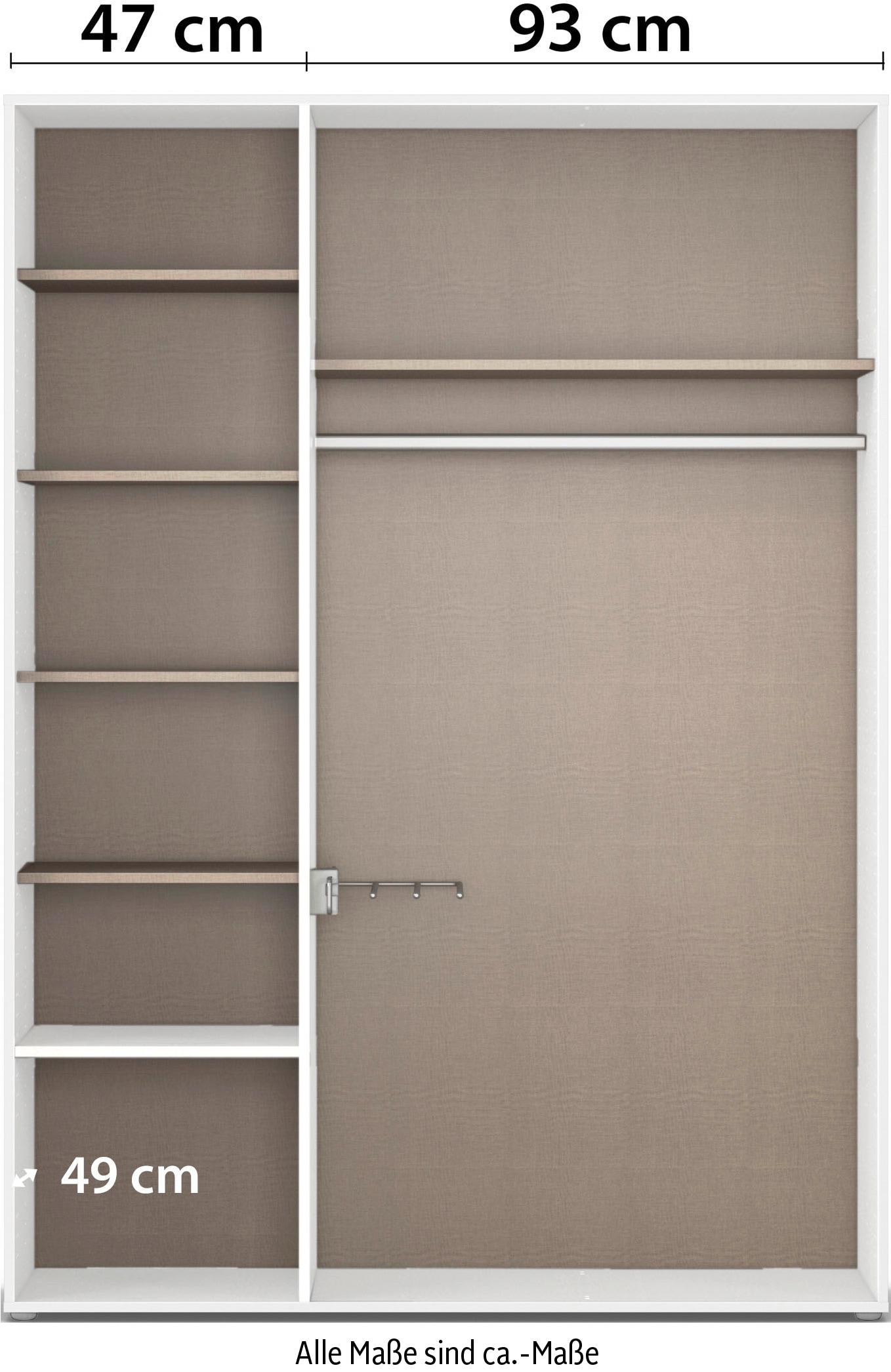 rauch Drehtürenschrank »Kleiderschrank Schrank Garderobe Wäscheschrank VOYAGER«, (in 3 verschiedenen Ausstattungen BASIC/CLASSIC/PREMIUM), moderne Griffe in Graumetallic mit Außenschubkästen MADE IN GERMANY